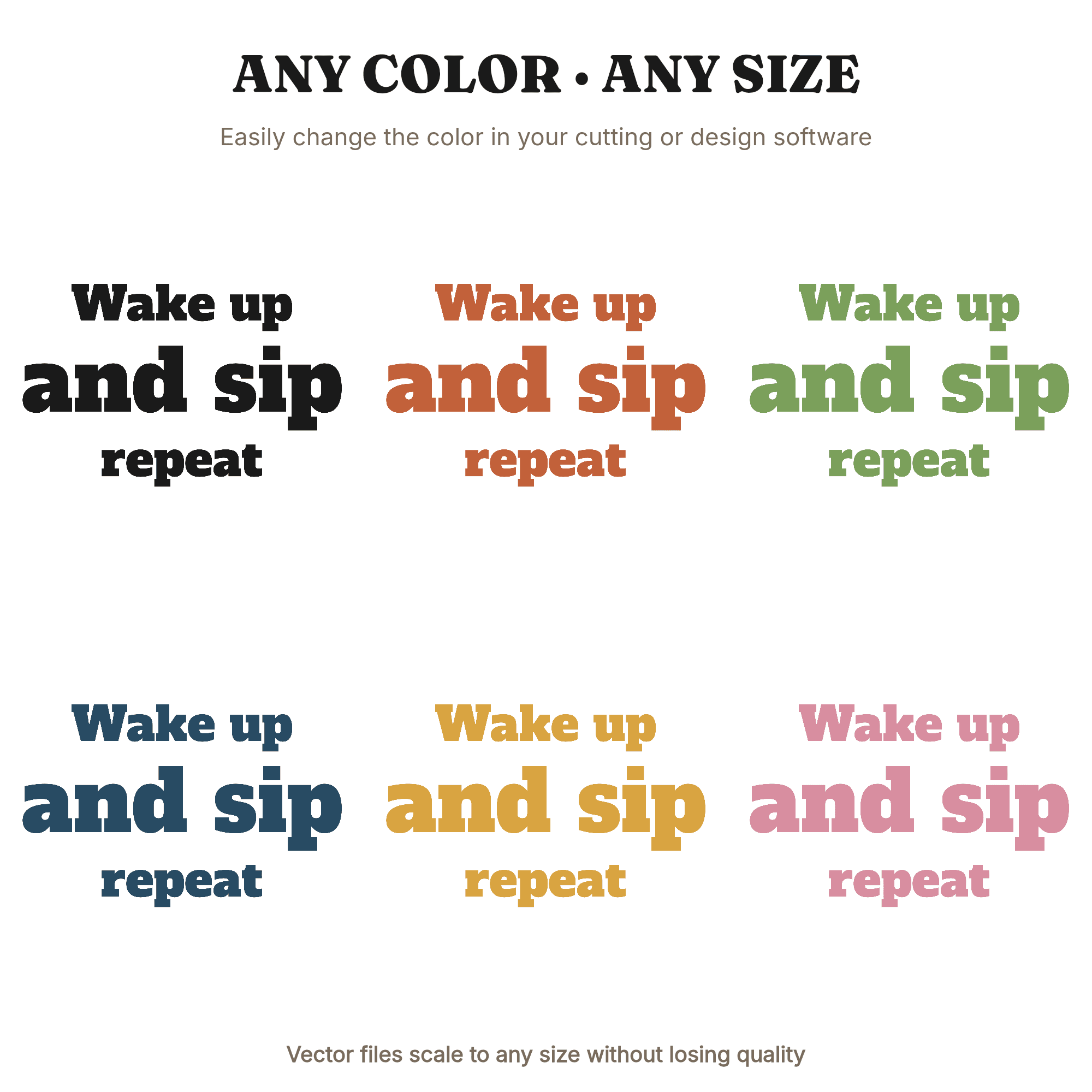 Wake Up and Sip Coffee SVG PNG Kitchen Sign Hand Lettered Swirl Coffee Lover Cut File, view 2
