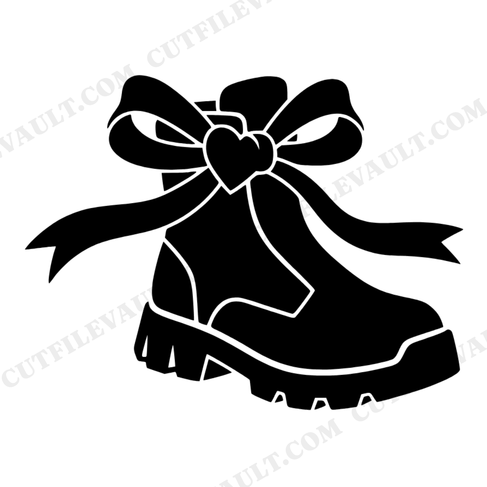Heart Laced Hiking Boot SVG PNG Valentine Cut File Outdoor Romance Silhouette Design, view 1