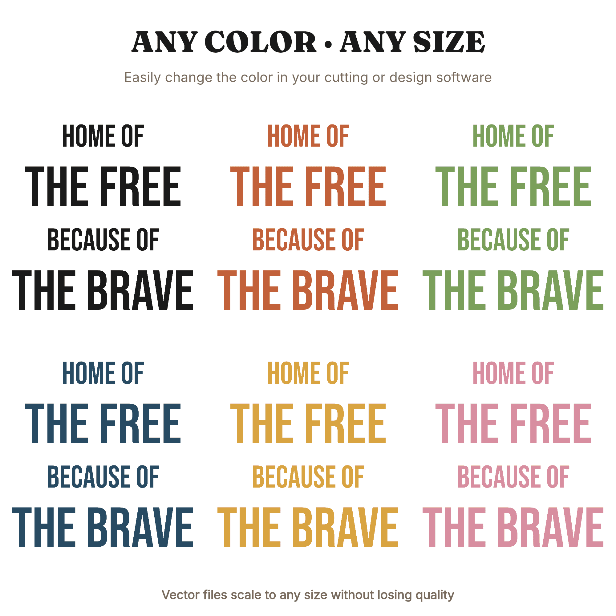 Home of the Brave Veterans Day SVG PNG Patriotic Decal Cut File Hand Lettered Stencil Design, view 2