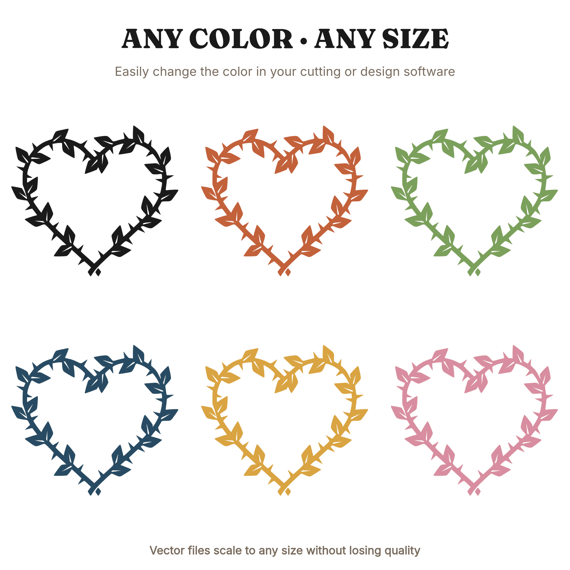 Thorny Rose Heart Wreath SVG PNG, Valentine's Day Botanical Silhouette Cut File for Cricut, view 2