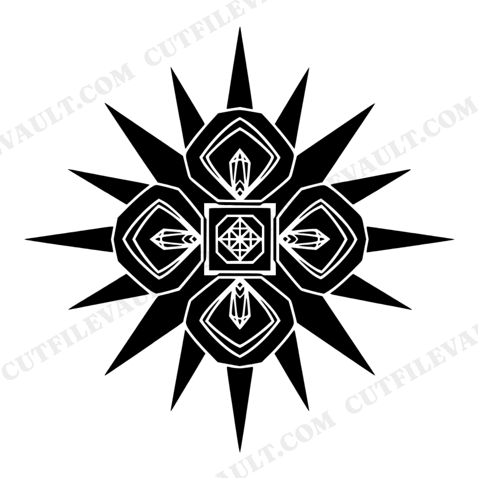 Geode Sunburst Mandala SVG PNG Thanksgiving Medallion Brutalist Crystal Harvest Decor Cut File, view 1