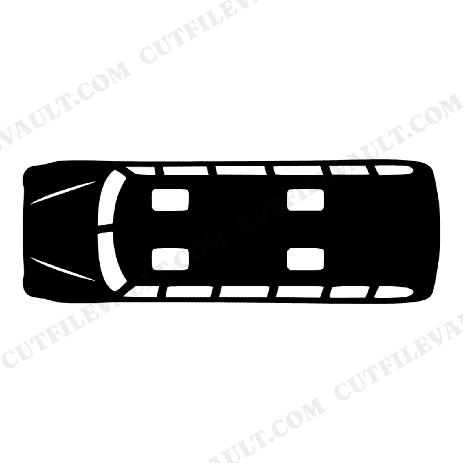 Overhead School Bus SVG with Window Cutouts Retro 70s Wave Design PNG Cut File for Cricut, view 1