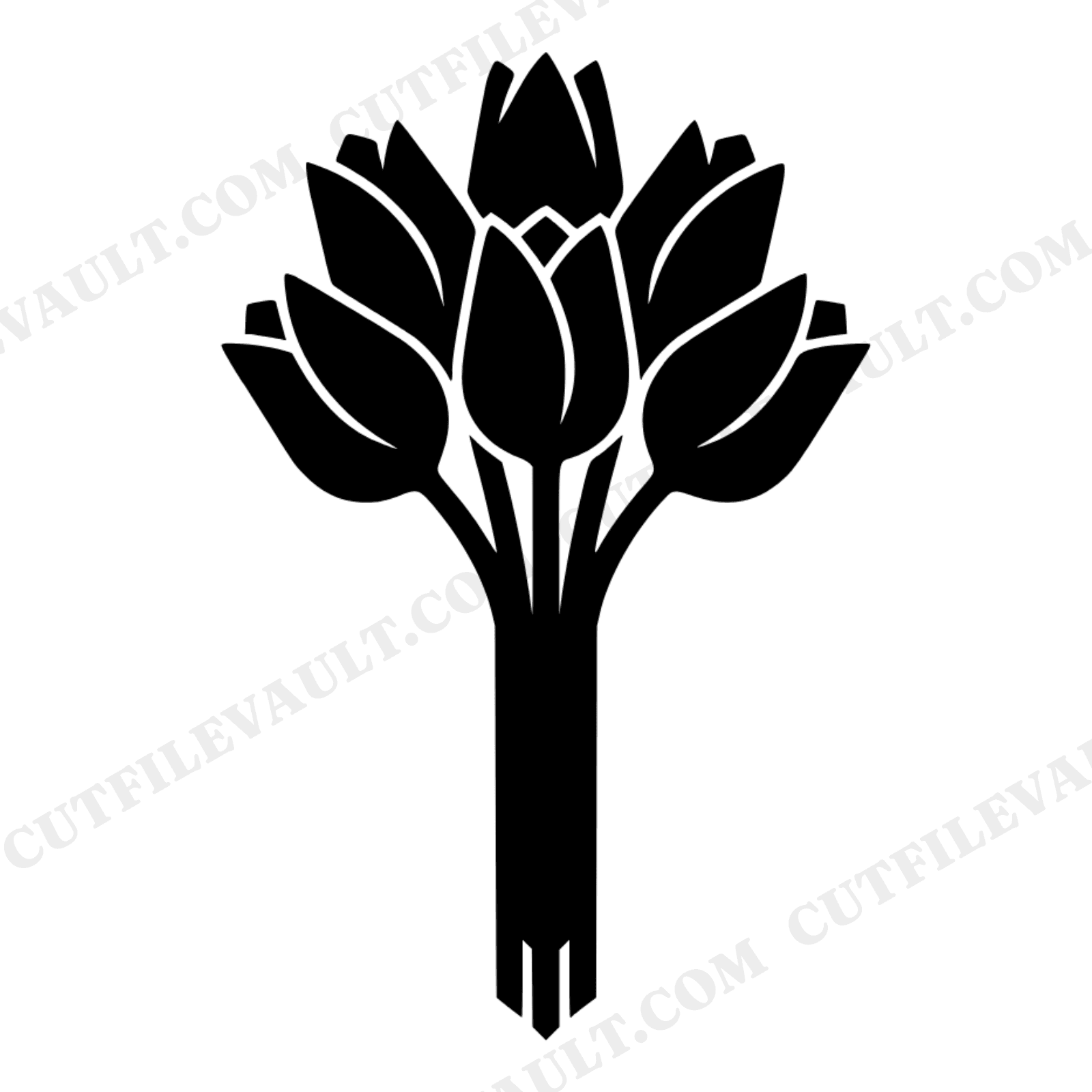 Five Tulip Bundle SVG PNG Easter Spring Flower Arrangement Cut File for Cricut Minimalist Design, view 1