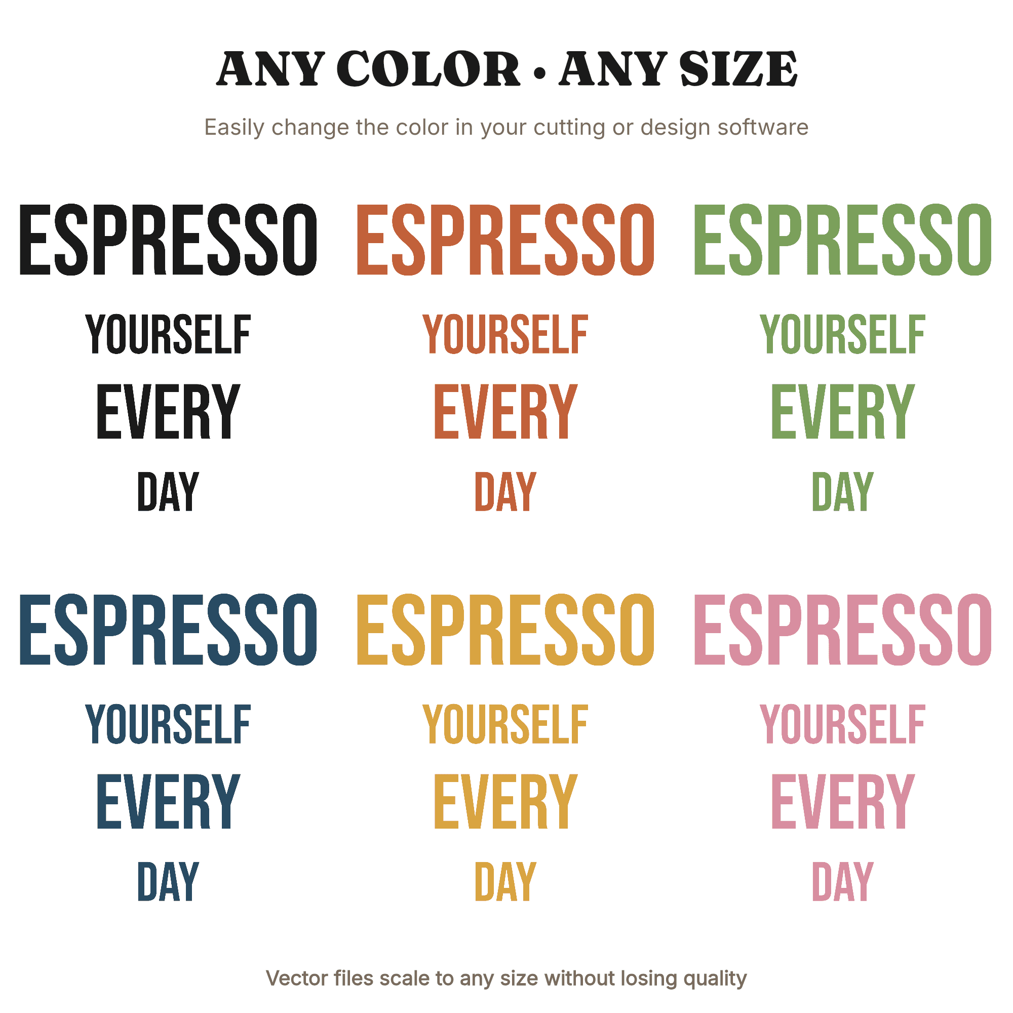 Espresso Yourself SVG PNG National Coffee Day Varsity Athletic Lettering Bold Diagonal Quote, view 2