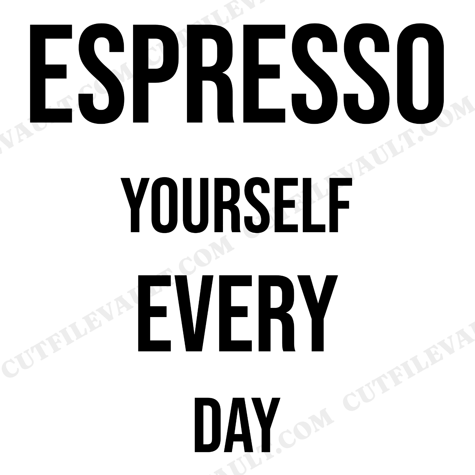Espresso Yourself SVG PNG National Coffee Day Varsity Athletic Lettering Bold Diagonal Quote, view 1