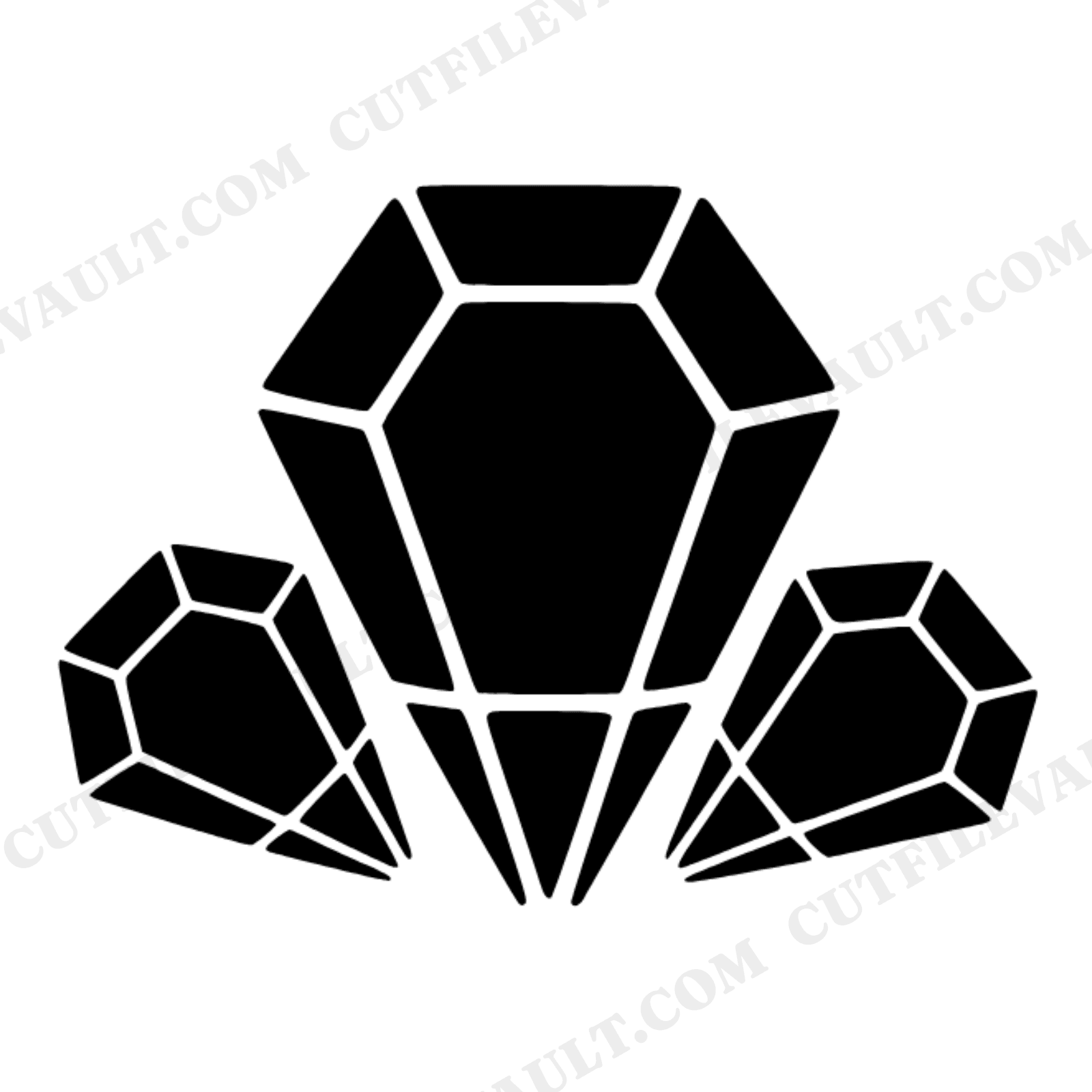 Faceted Gemstone Trio SVG PNG, Mid Century Modern Geometric Overhead View Cut File for Cricut, view 1