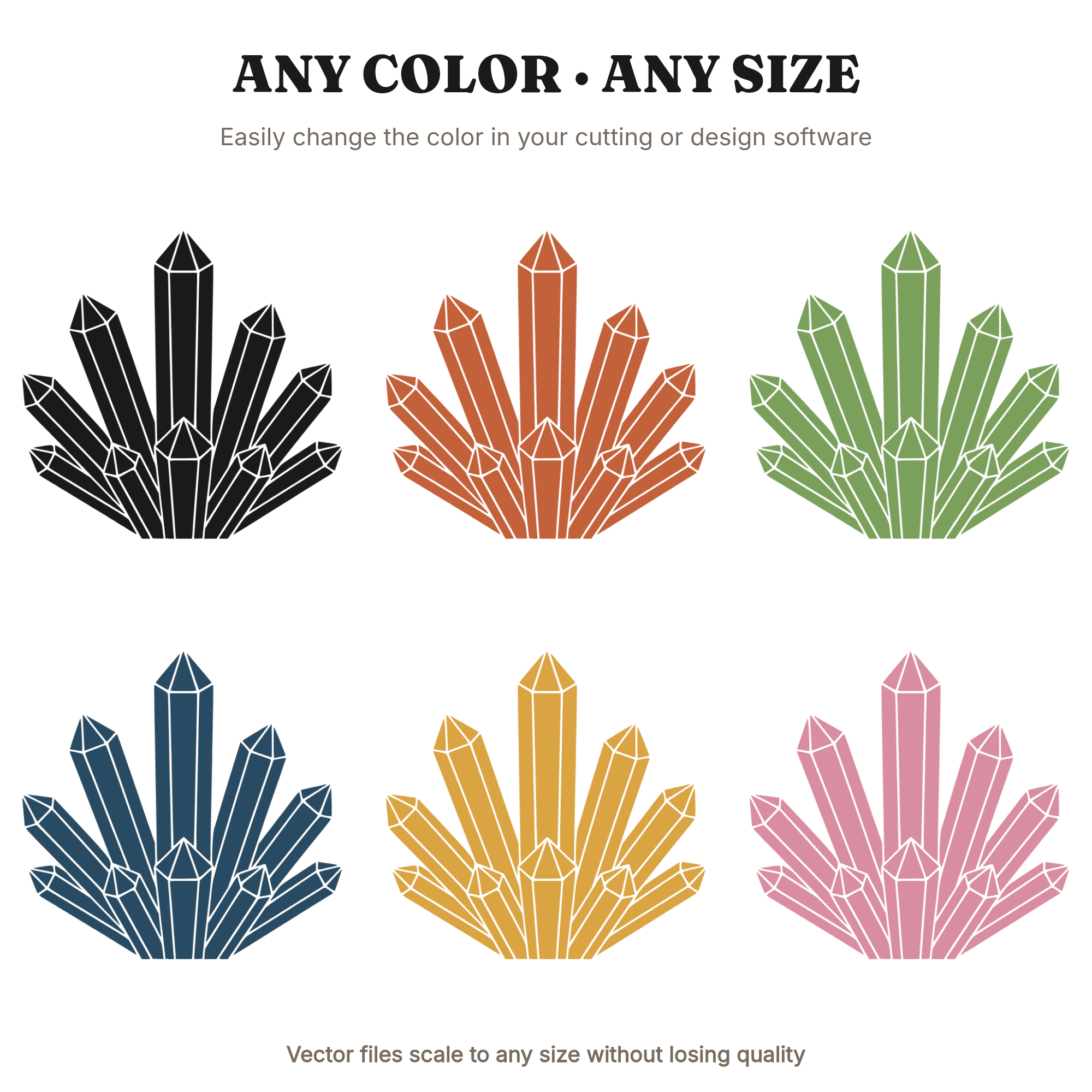 Seven Point Crystal Cluster Starburst SVG PNG, Geometric Gemstone Line Art Cut File, view 2
