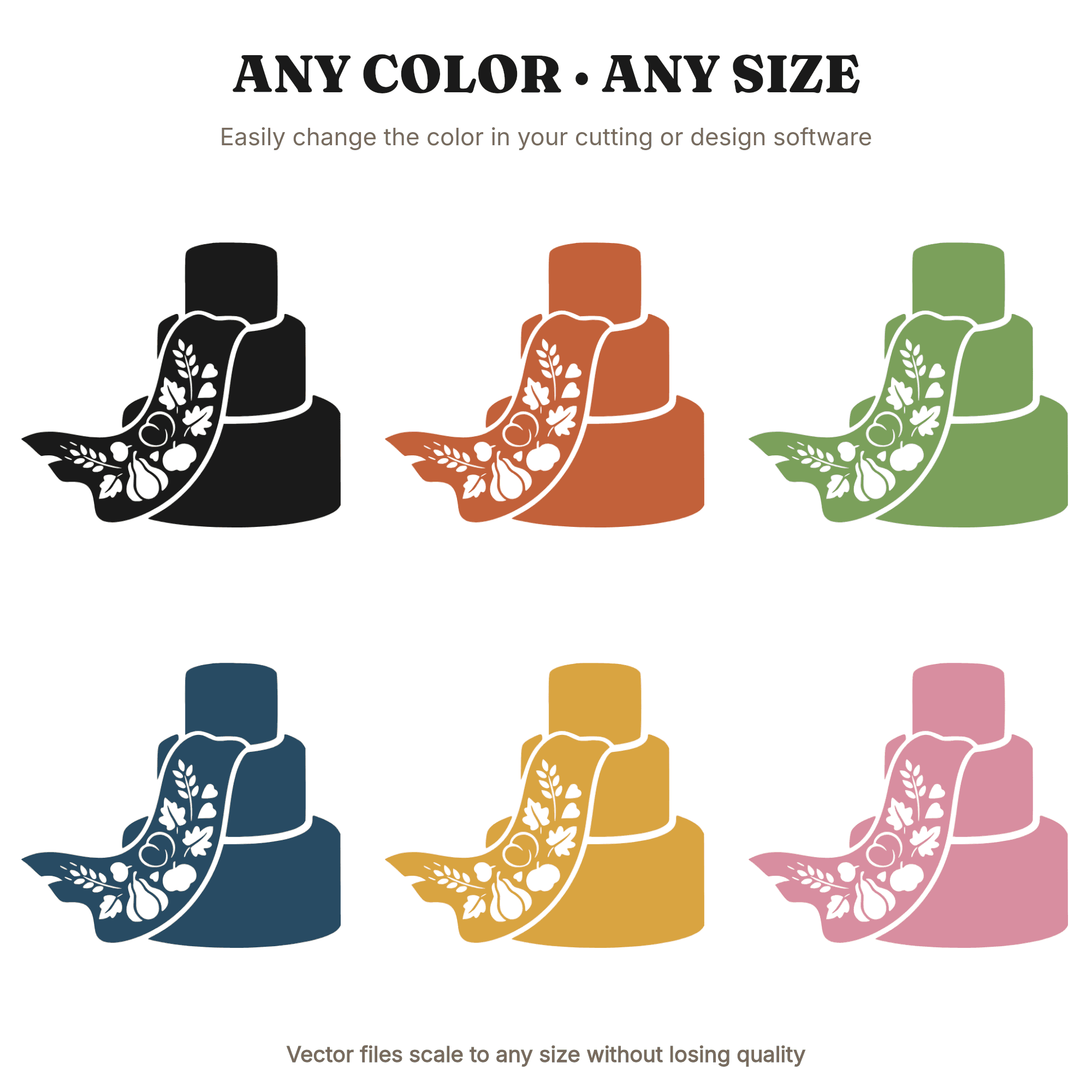 Three Tier Harvest Cake SVG PNG, Cornucopia Ribbon Fall Wedding Cake Topper Cut File, view 2