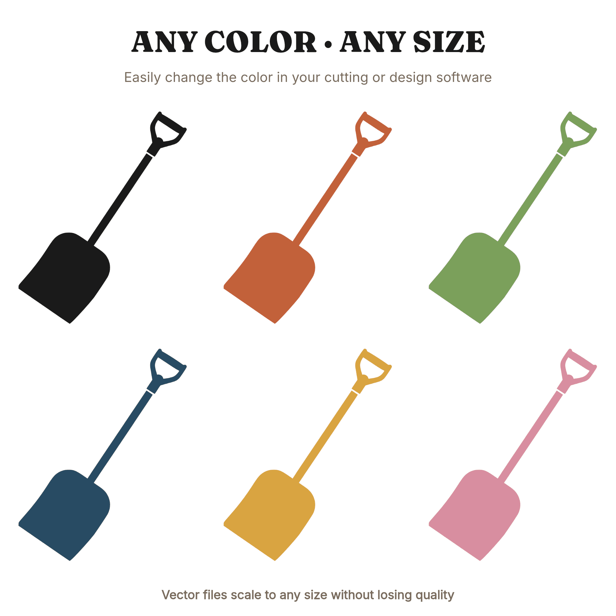 Art Deco Snow Shovel SVG PNG, Winter Farmhouse Christmas Cut File, Rustic Holiday Tool Silhouette, view 2