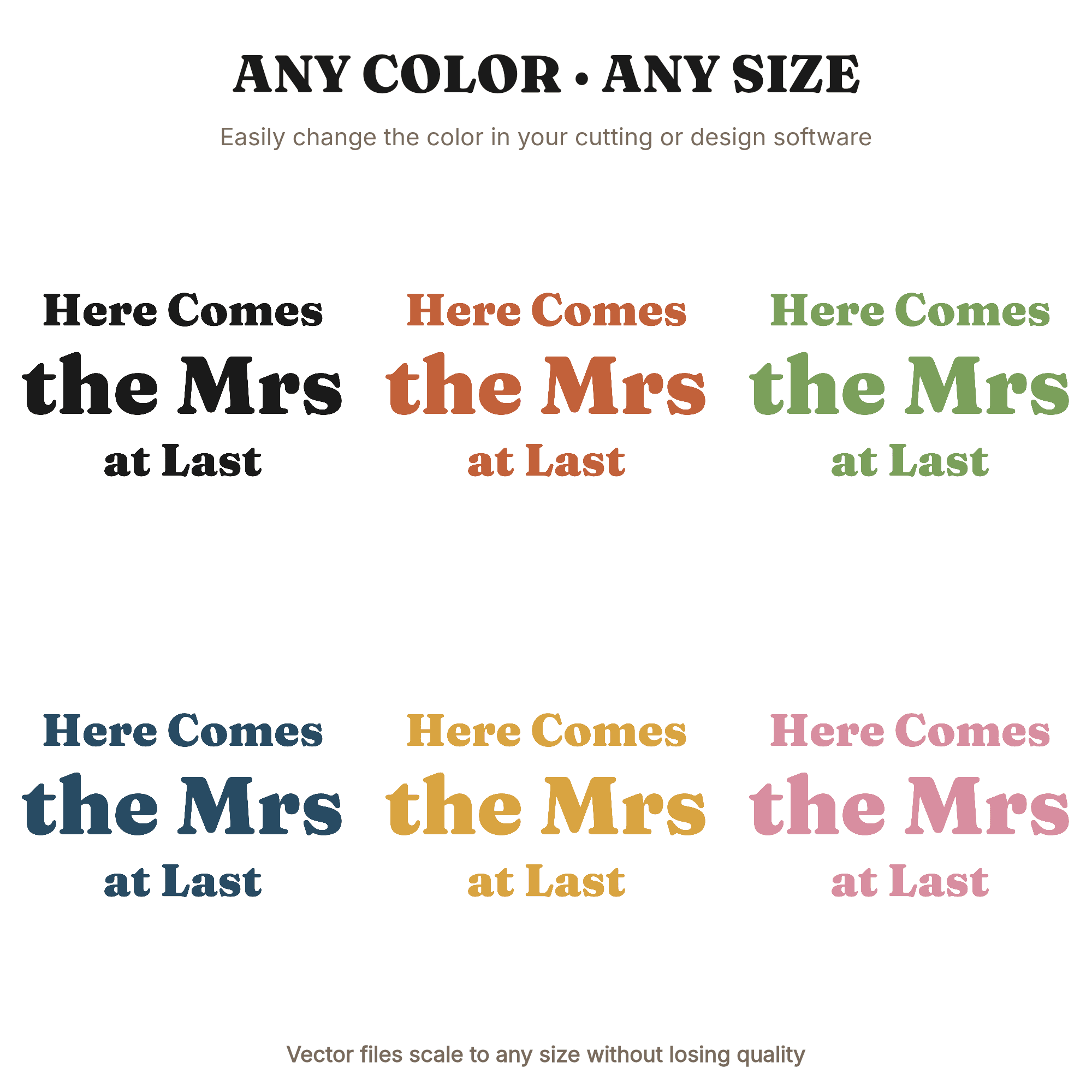 Here Comes the Mrs SVG PNG Bridal Shower Sign Farmhouse Hand Lettered Cut File, view 2