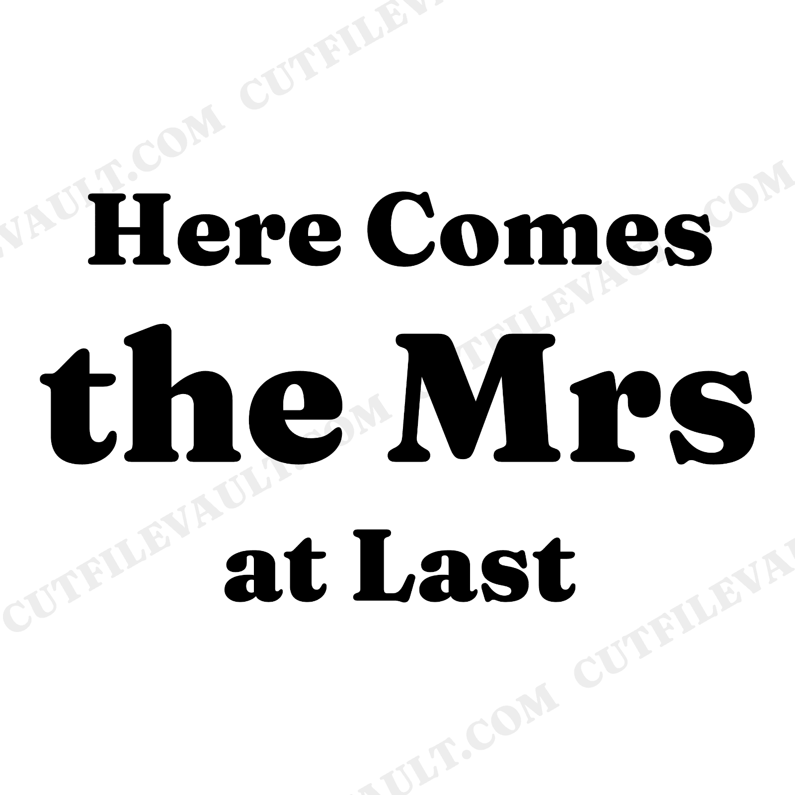 Here Comes the Mrs SVG PNG Bridal Shower Sign Farmhouse Hand Lettered Cut File, view 1