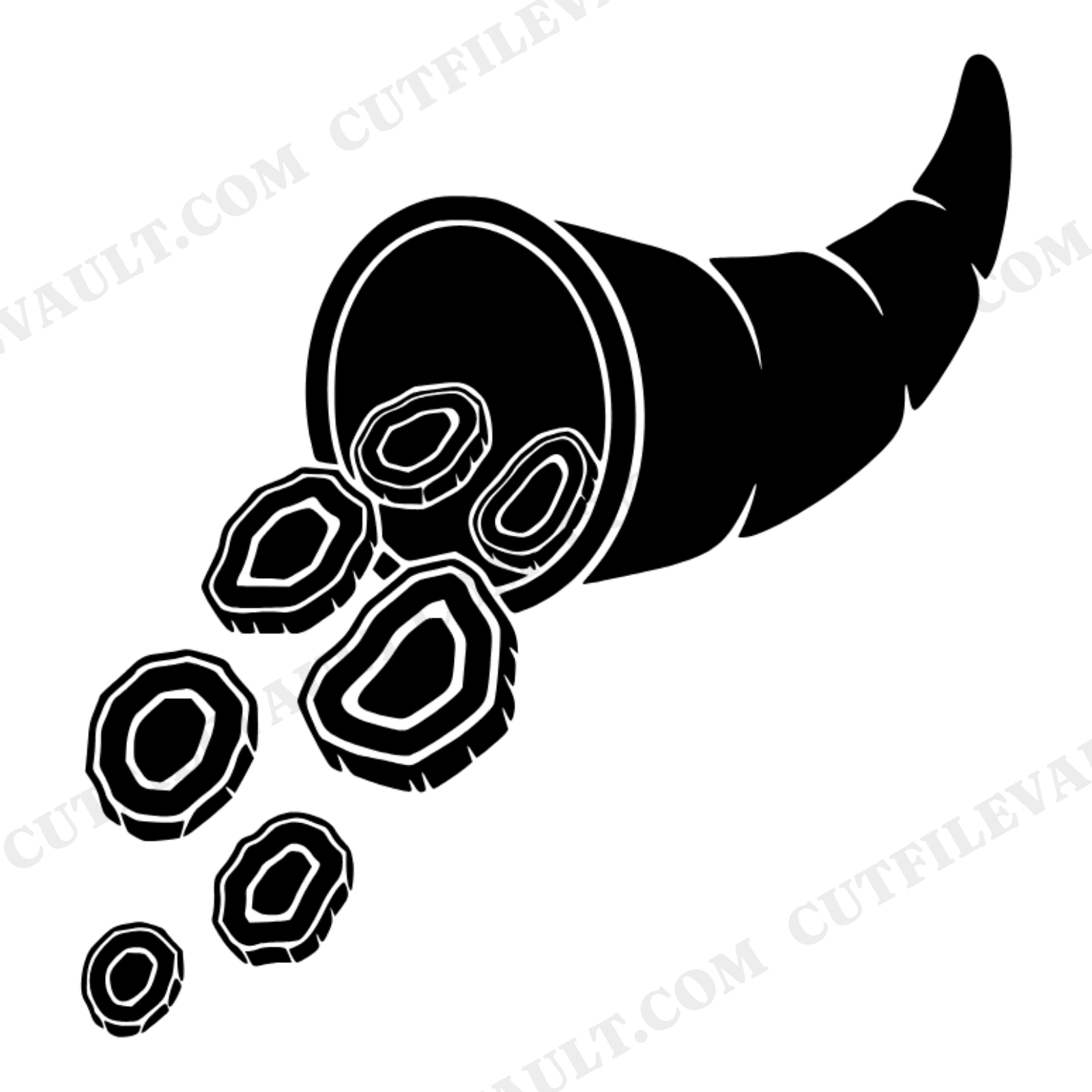 Geode Cornucopia SVG PNG, Thanksgiving Harvest Abundance Silhouette, Vintage Botanical Cut File, view 1
