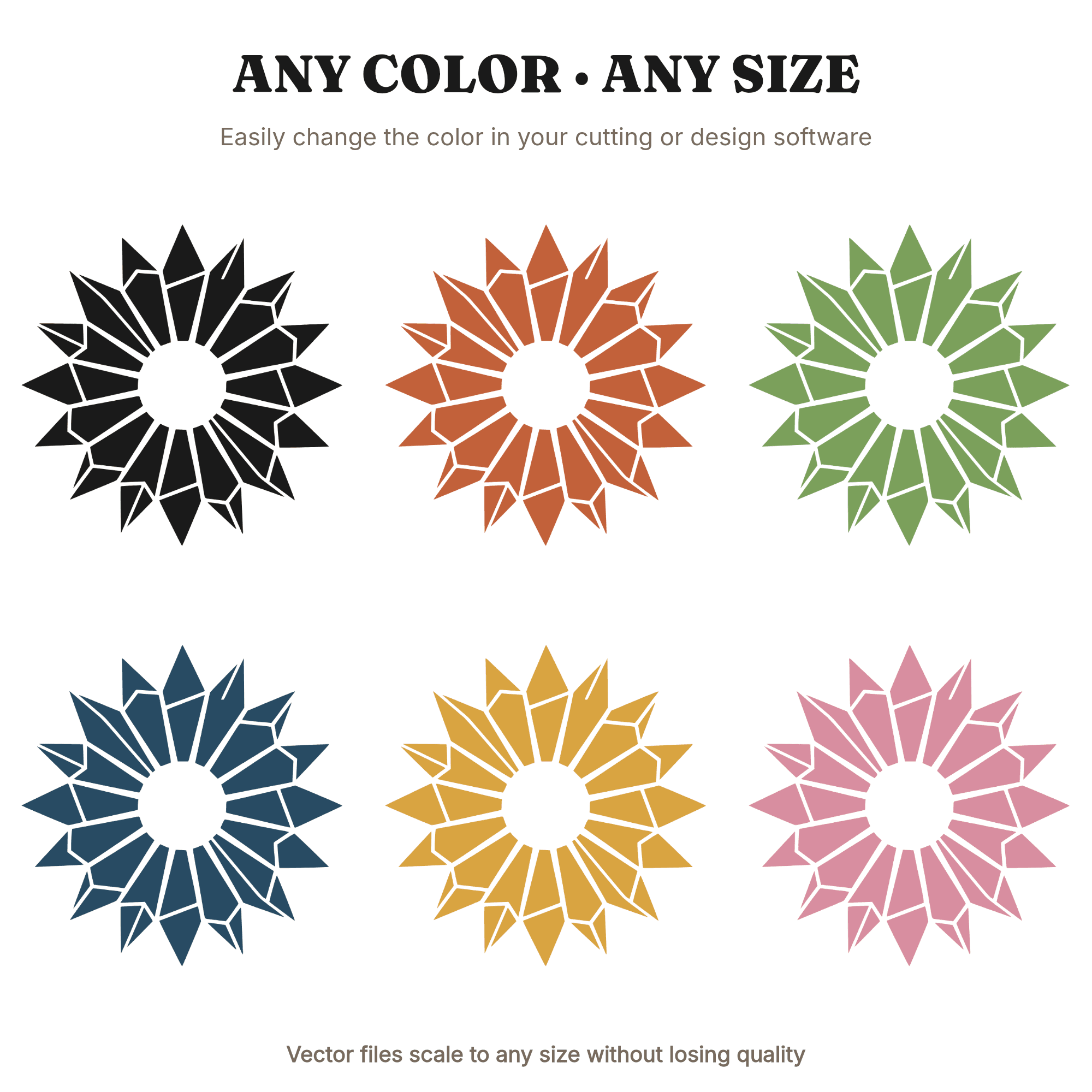 Amethyst Crystal Starburst SVG PNG Overhead View Geometric Mid Century Modern Cut File, view 2