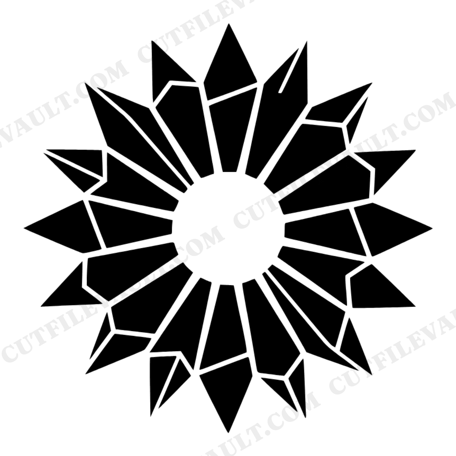 Amethyst Crystal Starburst SVG PNG Overhead View Geometric Mid Century Modern Cut File, view 1