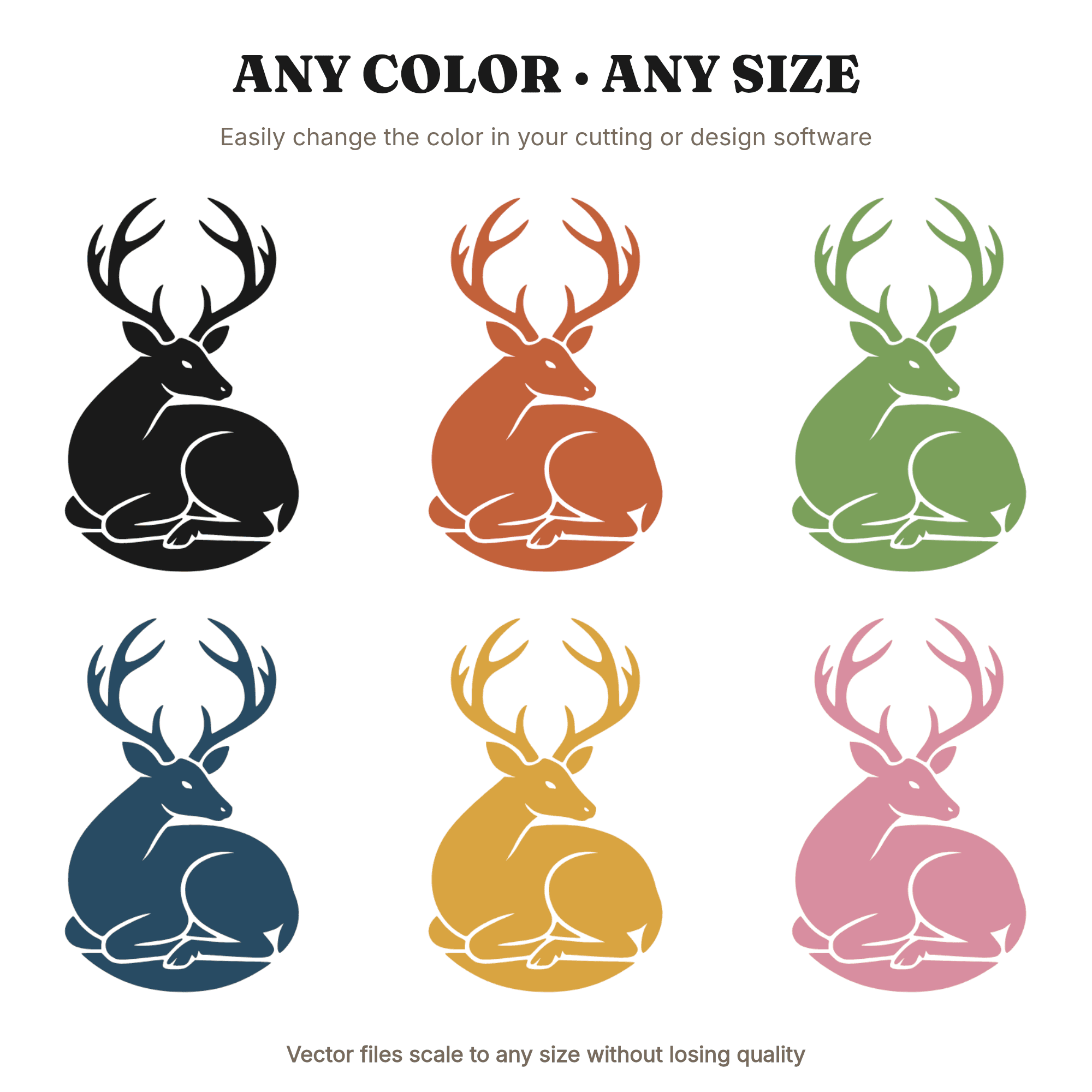 Winter Solstice Resting Deer Circle SVG PNG, Mid Century Minimal Farmhouse Decor Cut File, view 2