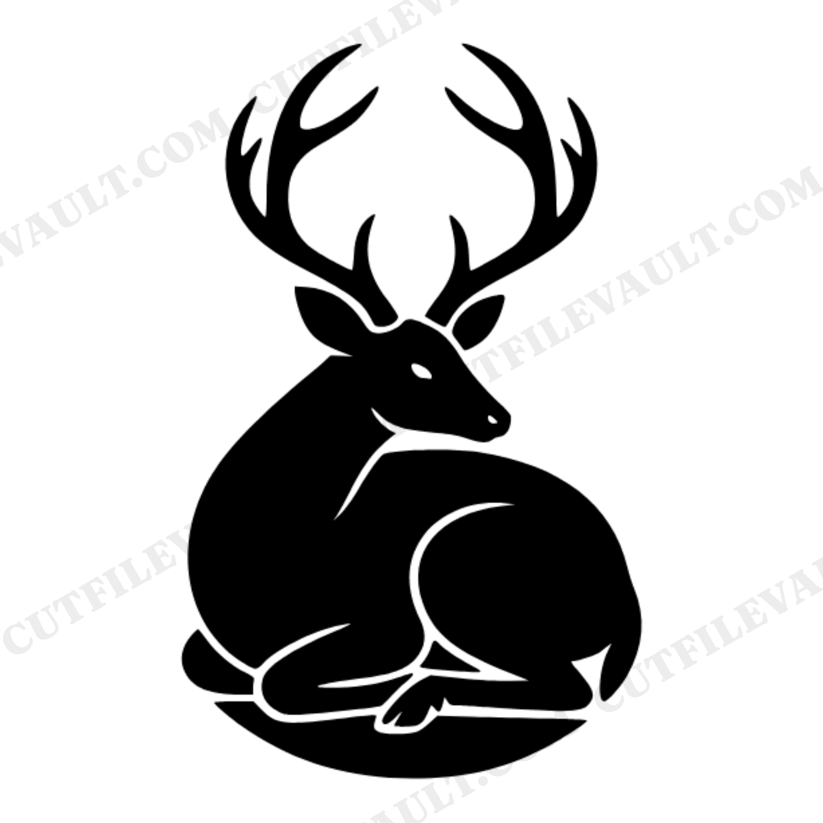 Winter Solstice Resting Deer Circle SVG PNG, Mid Century Minimal Farmhouse Decor Cut File, view 1