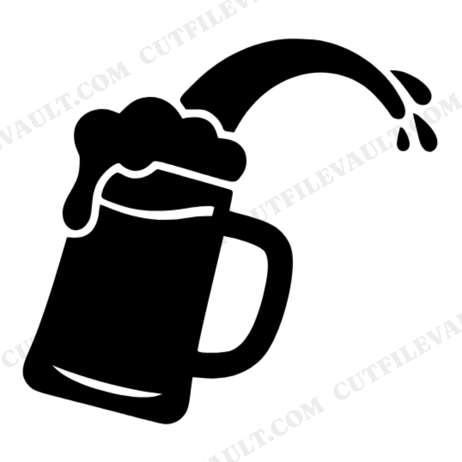 Oktoberfest Beer Stein Pouring SVG PNG, Tilted Mug Foam Arc Cut File, German Festival Design, view 1