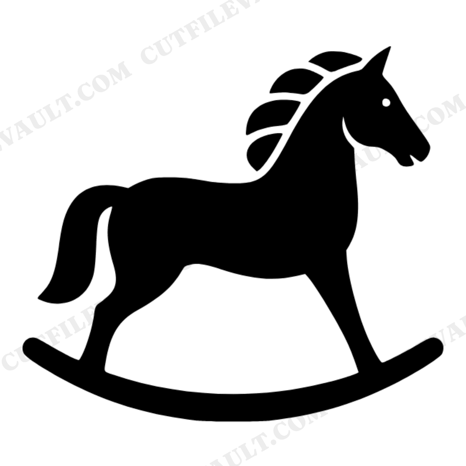 Mid Century Rocking Horse SVG PNG Right Facing Retro 70s Nursery Decor Kids Room Wall Art Cut File, view 1