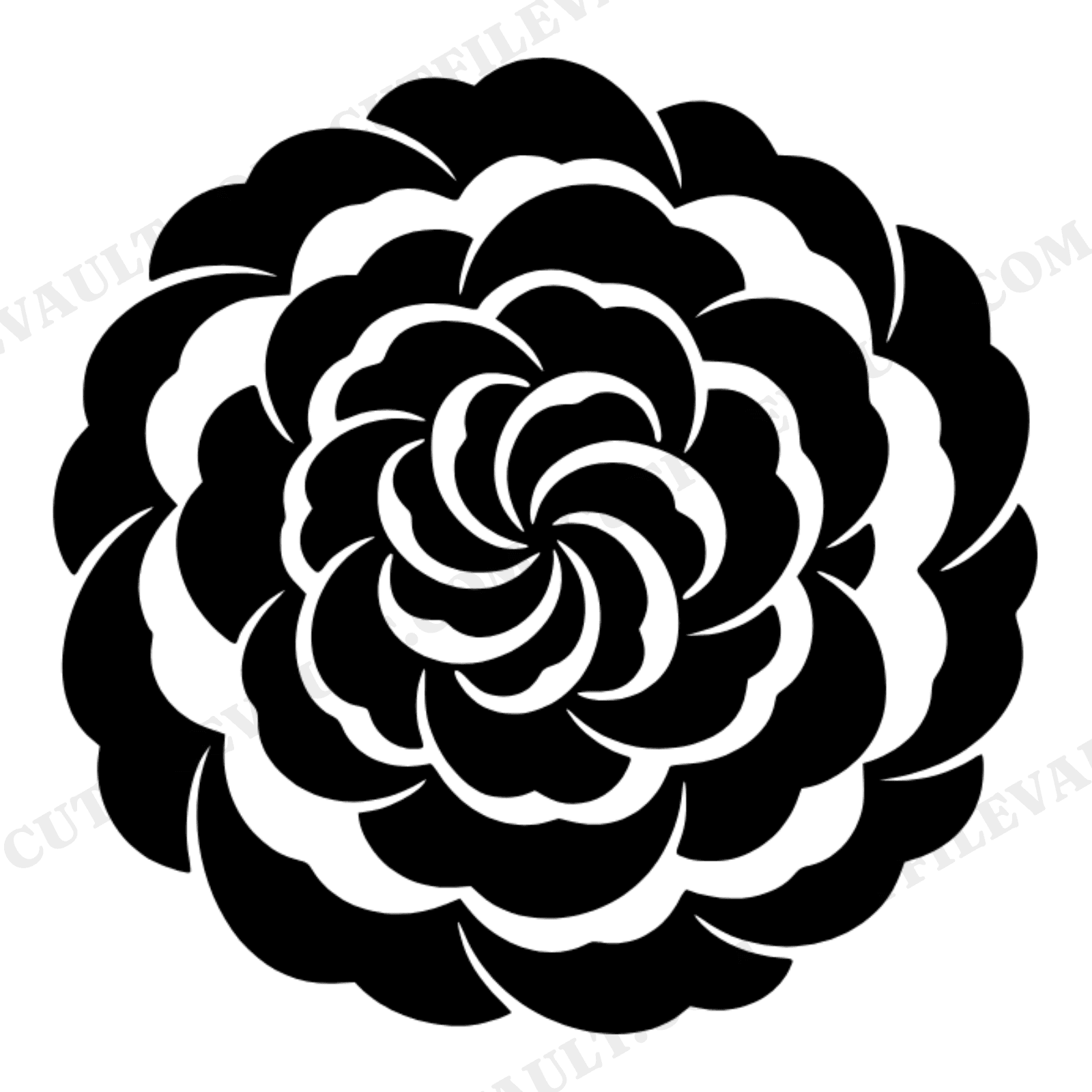 Groovy Peony SVG PNG Retro 70s Spiral Flower Top View Valentine Cut File Vintage Valentine's Day, view 1