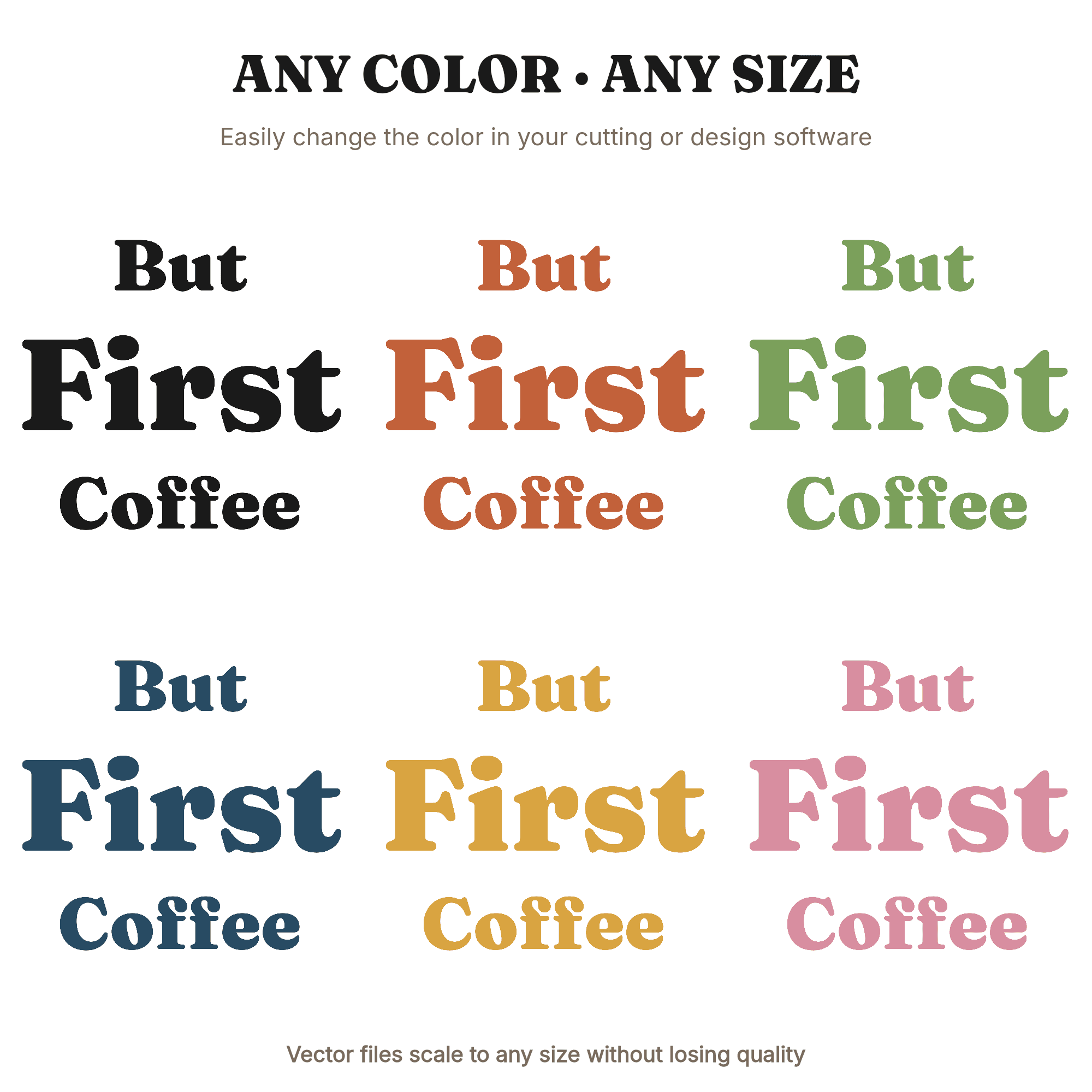 But First Coffee SVG PNG, Rising Steam Hand Lettered Quote, Coffee Lover SVG Cut File, view 2