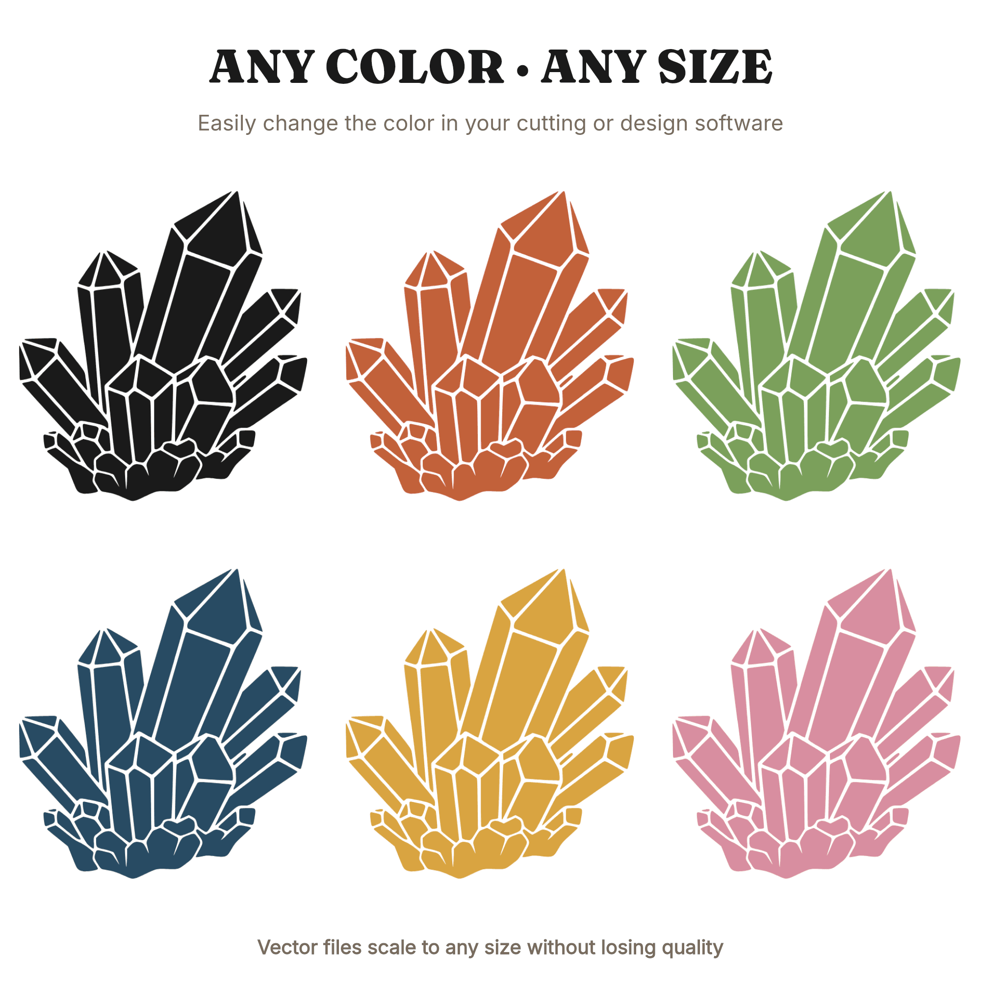 Crystal Cluster SVG PNG Diagonal Layered Boho Silhouette Cut File Geometric Mineral Design, view 2