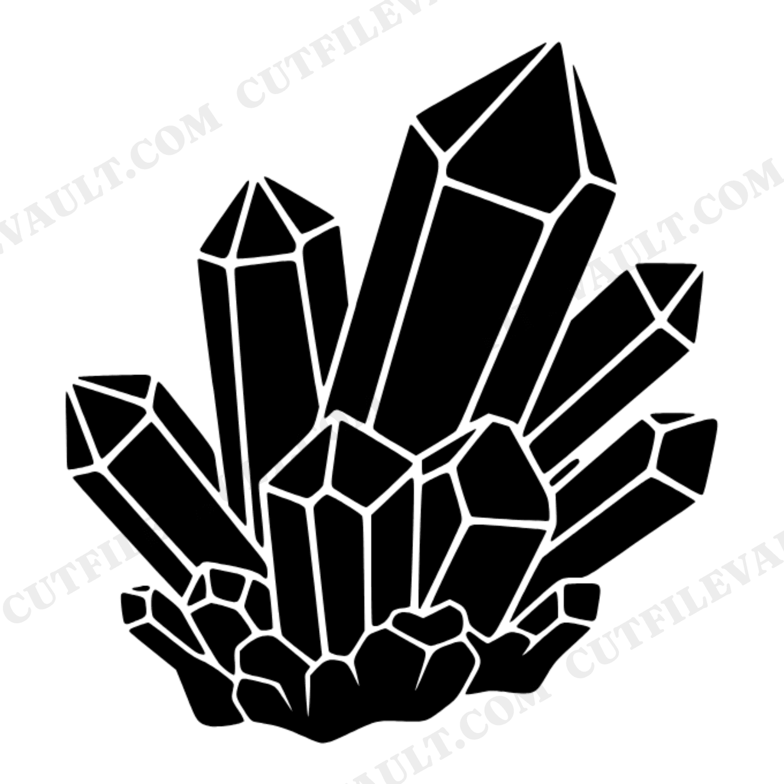 Crystal Cluster SVG PNG Diagonal Layered Boho Silhouette Cut File Geometric Mineral Design, view 1