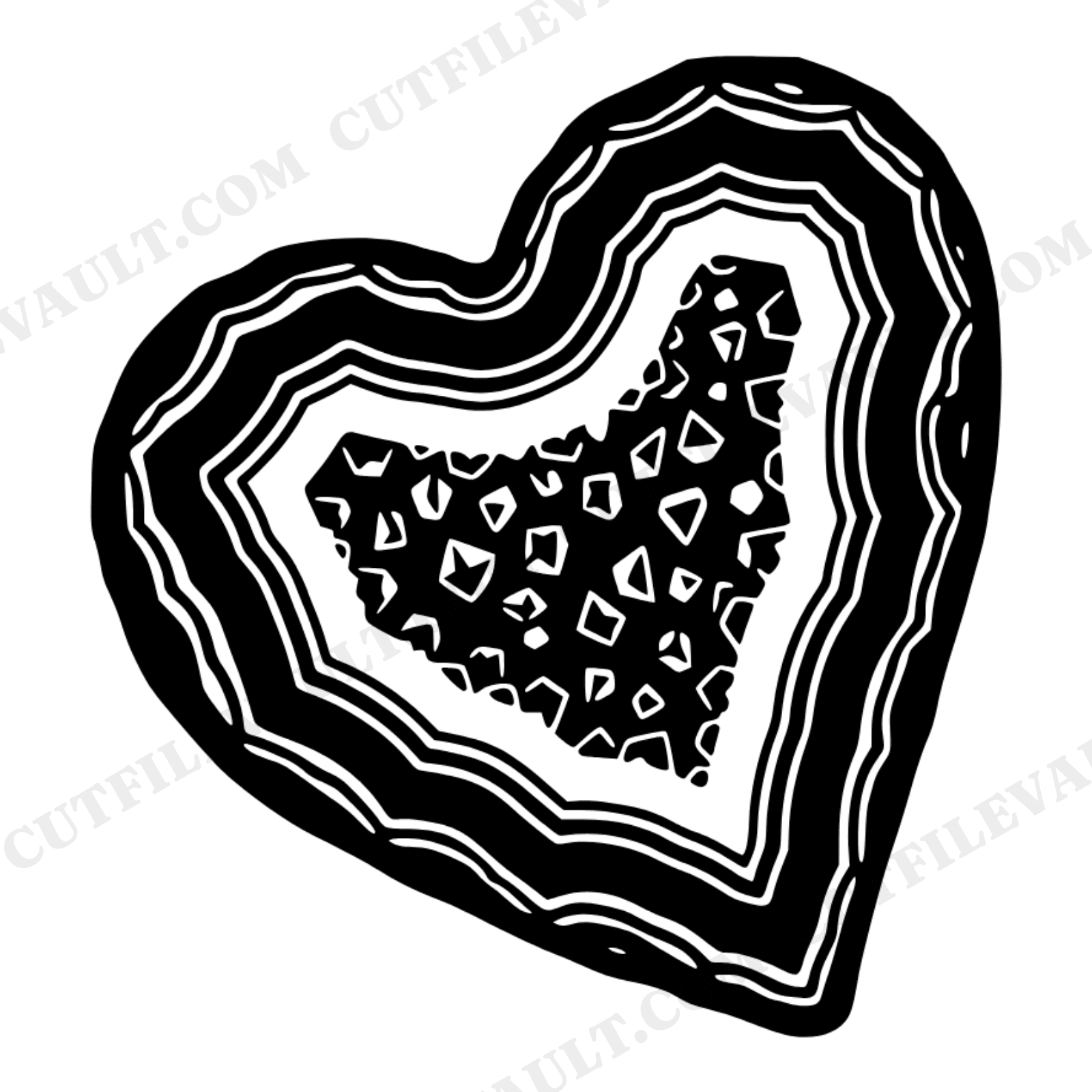 Heart Geode Slice SVG PNG, Vintage Botanical Valentine Crystal Agate Cut File for Cricut, view 1