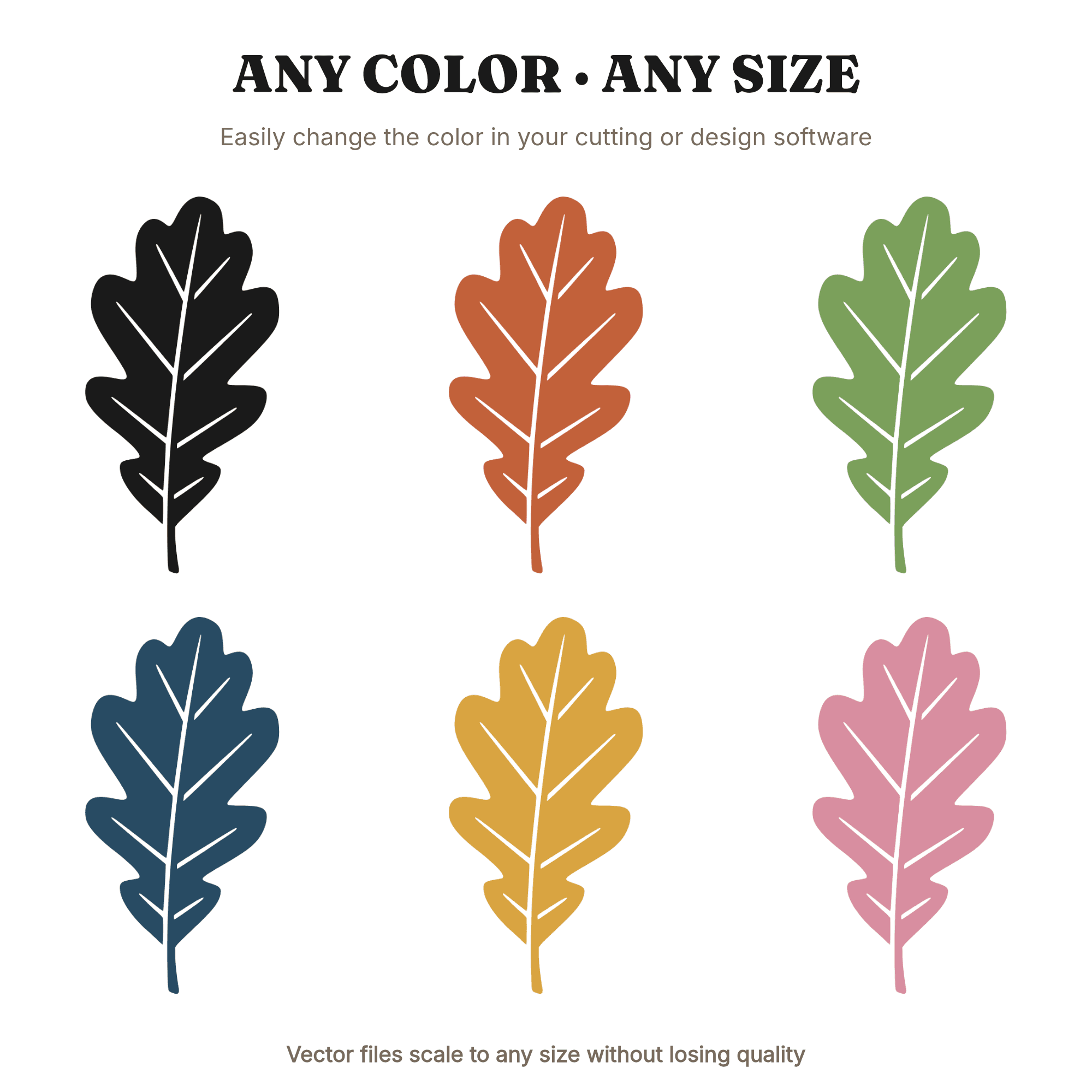 Art Deco Oak Leaf SVG PNG, Autumn Equinox Silhouette, Scandinavian Fall Decor Cut File, view 2