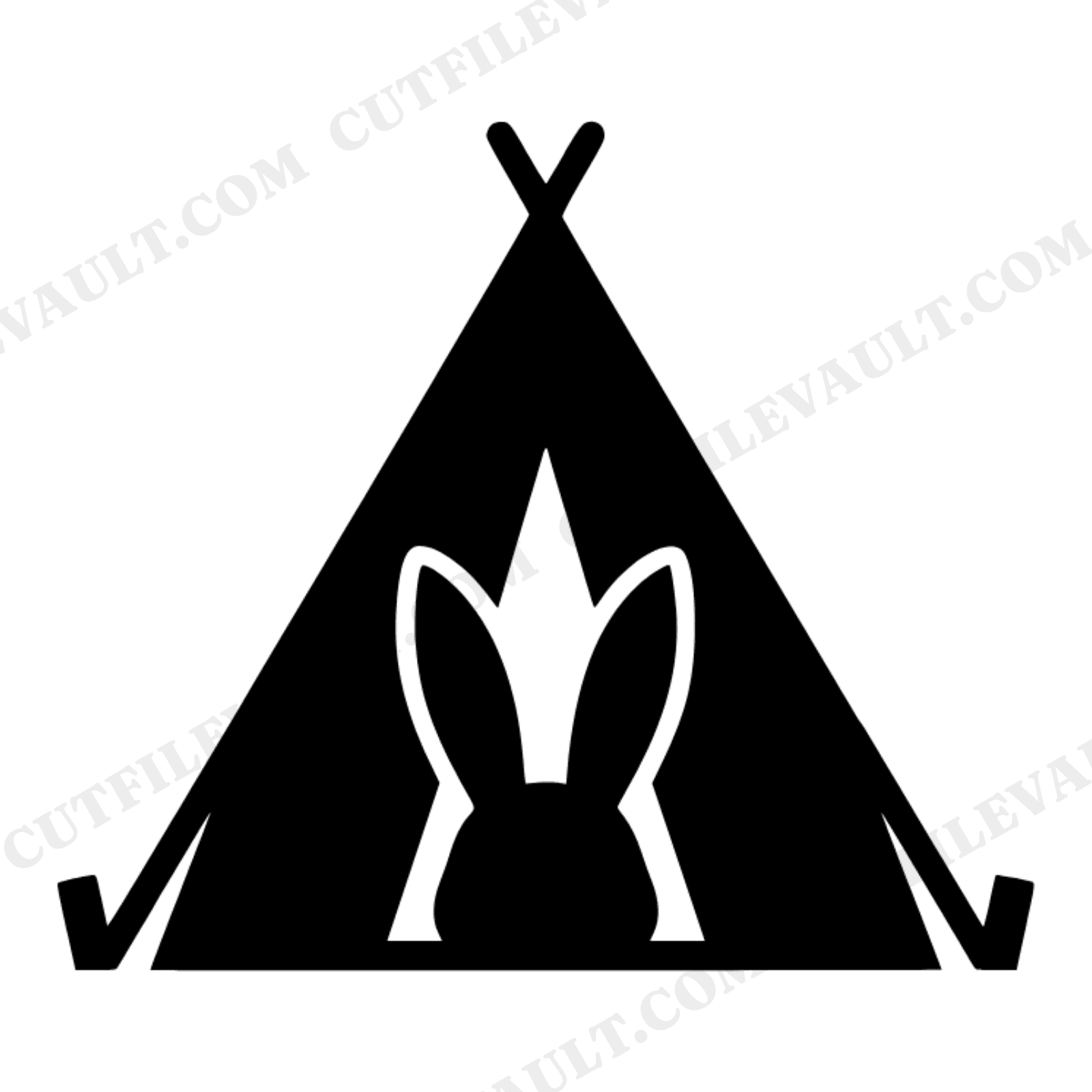 Easter Camping Tent SVG PNG, Bunny Ear Shadow Cut File, Boho Spring Outdoor Cricut Design, view 1
