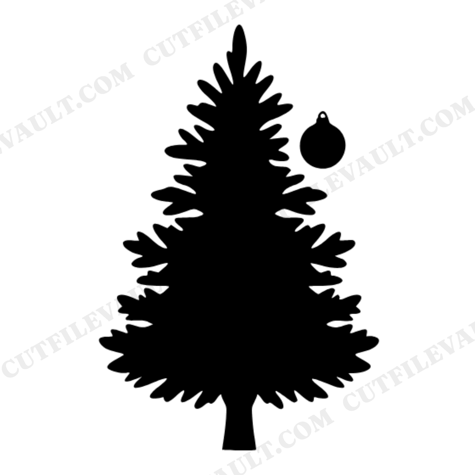Little Pine Sapling with Ornament SVG PNG, Modern Christmas Tree Cut File for Nursery Decor, view 1