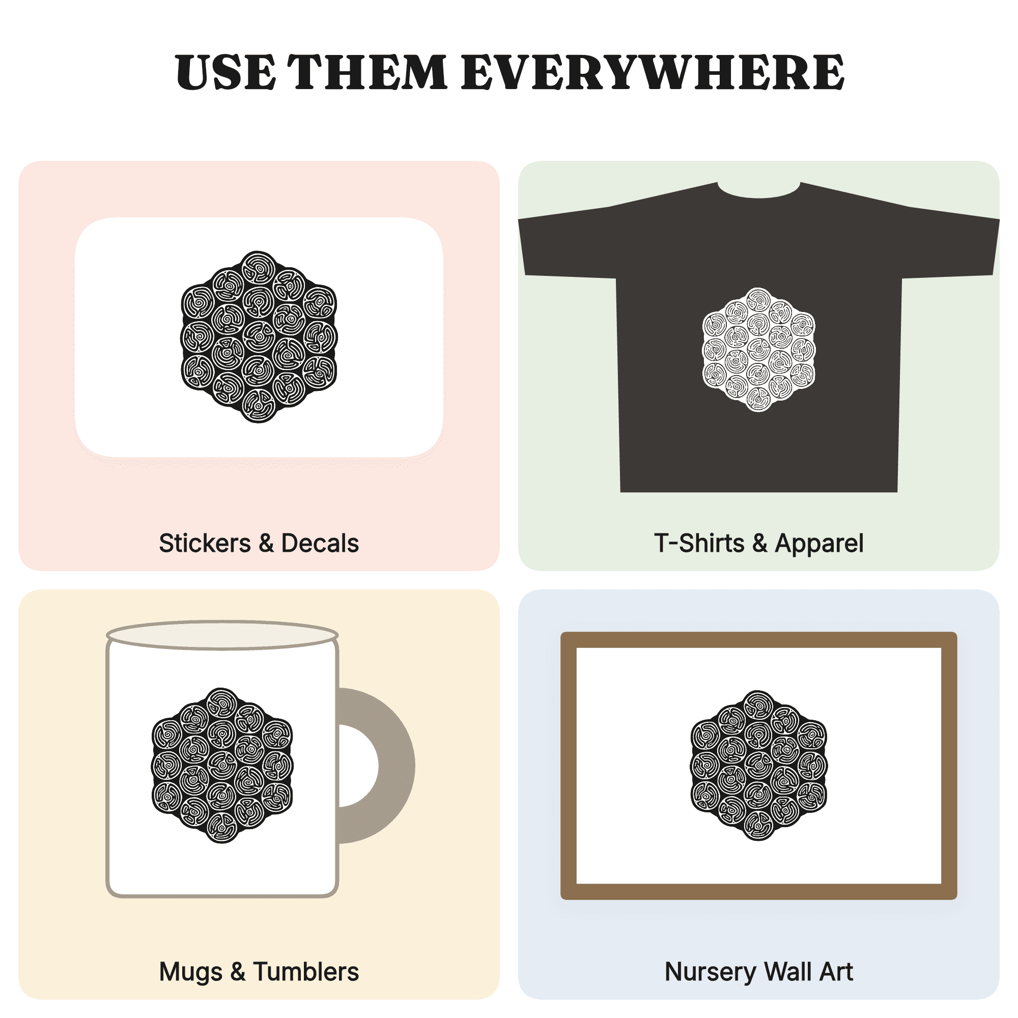 Cinnamon Stick Hexagon SVG PNG, Geometric Botanical Fall Cut File, Pumpkin Spice Honeycomb Boho Design, view 3