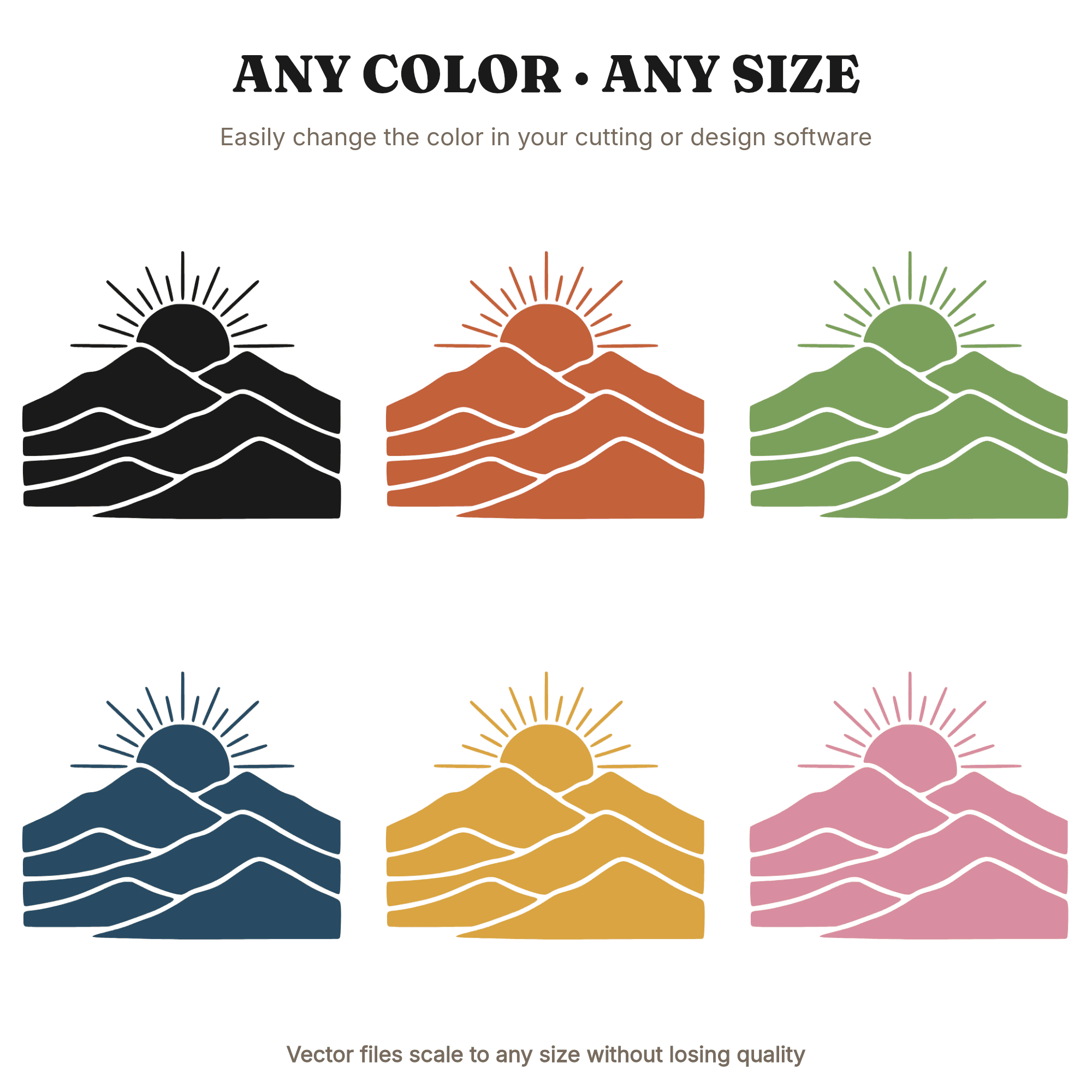 Autumn Equinox Boho Mountain Sunrise SVG PNG Layered Scene Cut File Farmhouse Wall Art, view 2