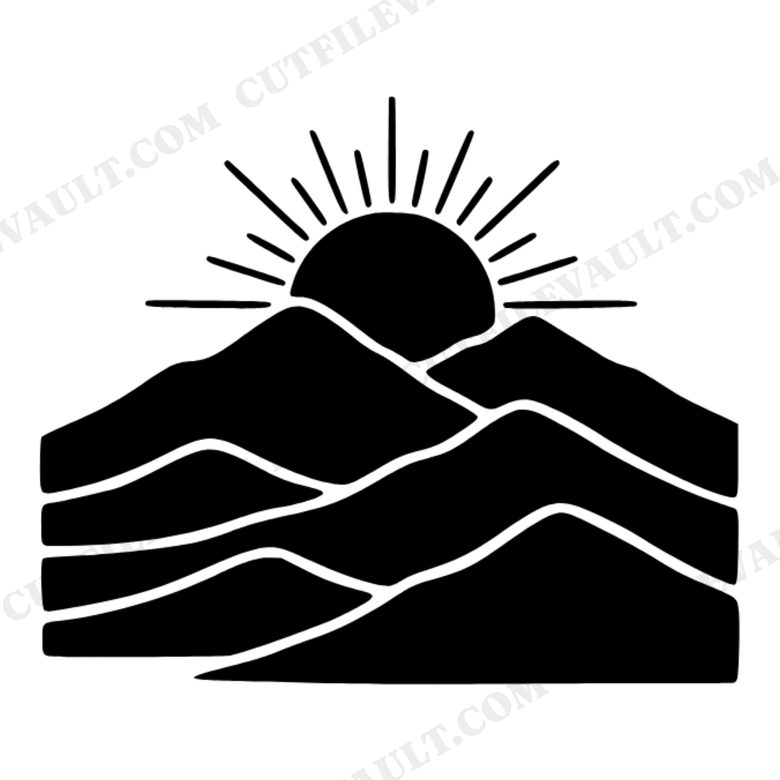 Autumn Equinox Boho Mountain Sunrise SVG PNG Layered Scene Cut File Farmhouse Wall Art, view 1