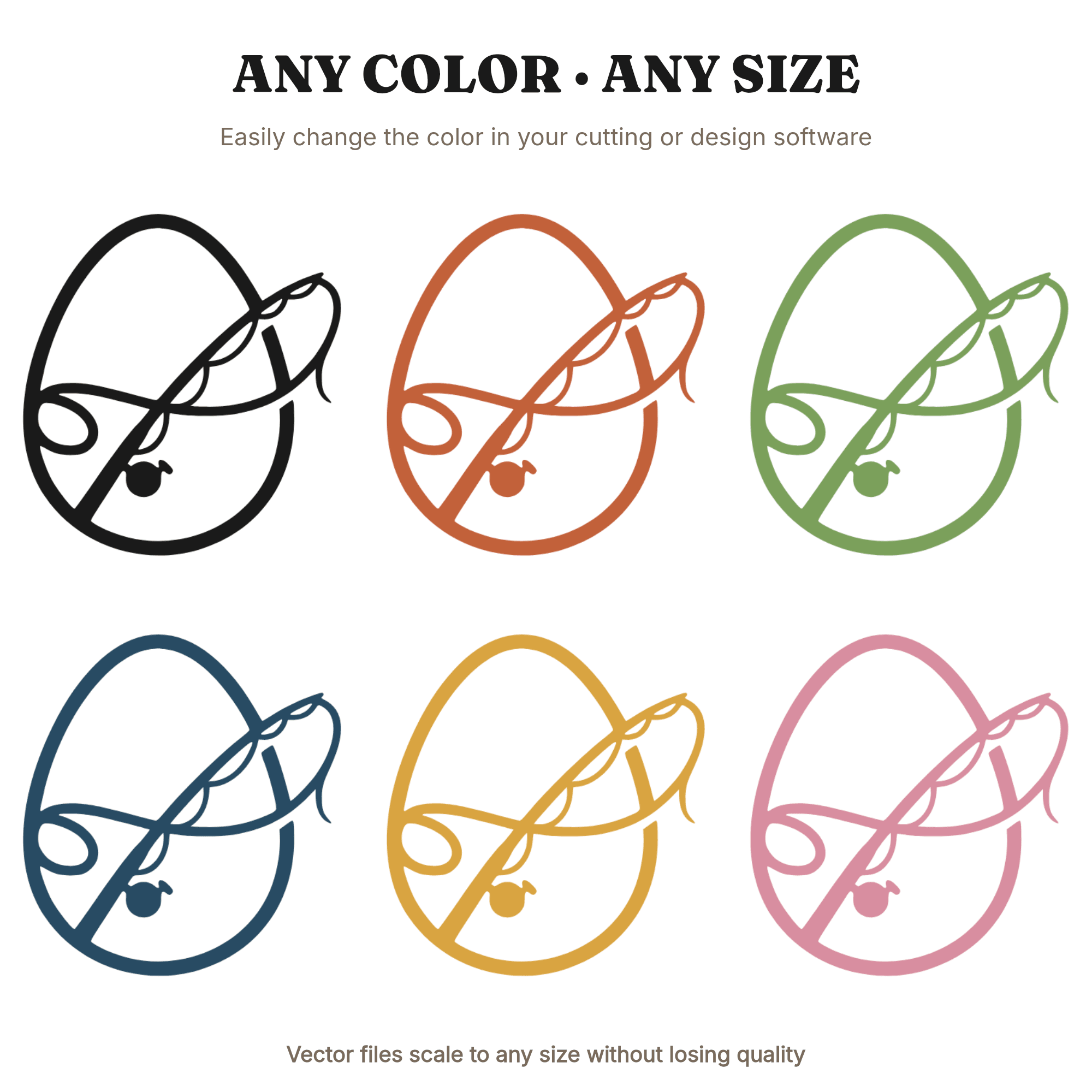 Easter Fishing Rod SVG PNG Retro 70s Wave Egg Silhouette Cut File for Cricut, view 2