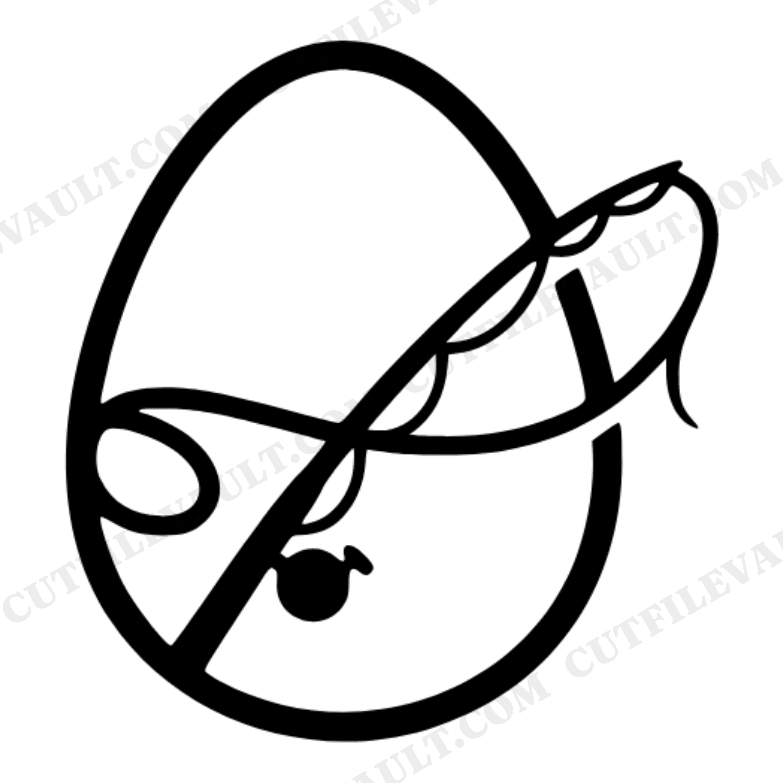 Easter Fishing Rod SVG PNG Retro 70s Wave Egg Silhouette Cut File for Cricut, view 1