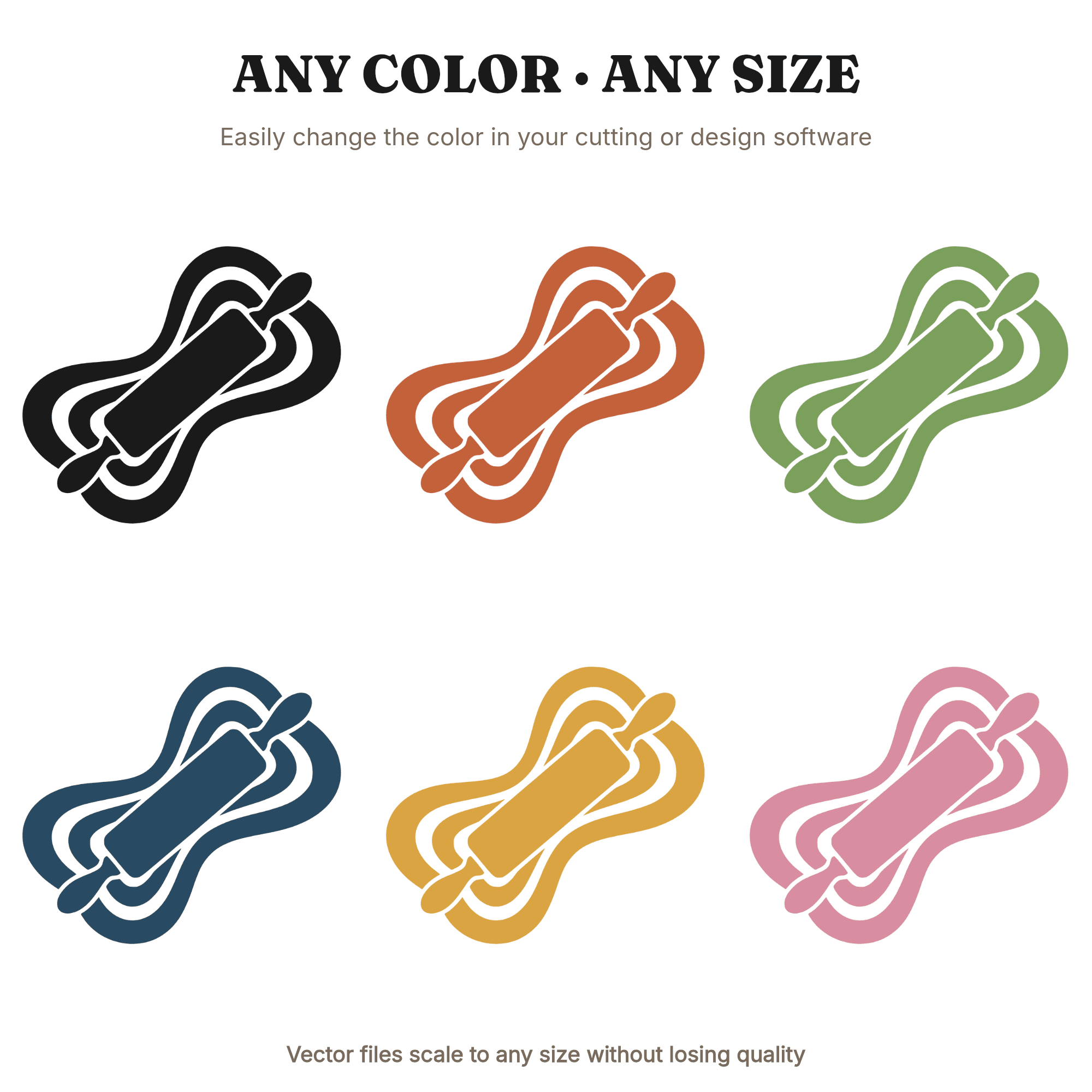 Retro Rolling Pin SVG PNG, Groovy Dough Ribbons Cut File, Vintage Baking Design, 1970s Kitchen, view 2