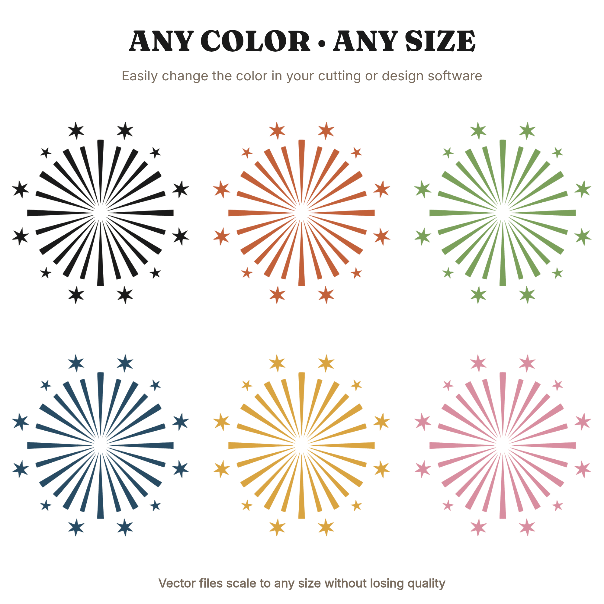 Celestial Starburst Firework SVG PNG Kids Bedroom Wall Art Cut File New Year Celebration, view 2