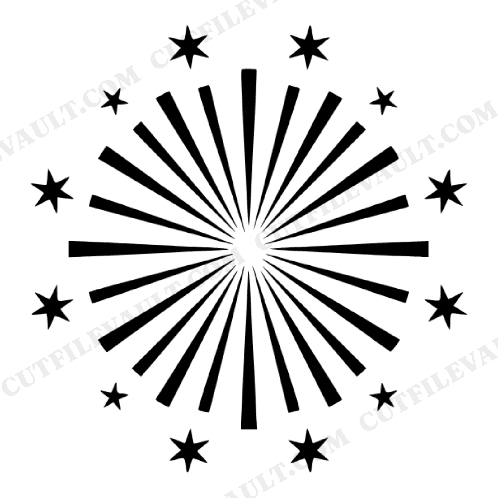 Celestial Starburst Firework SVG PNG Kids Bedroom Wall Art Cut File New Year Celebration, view 1