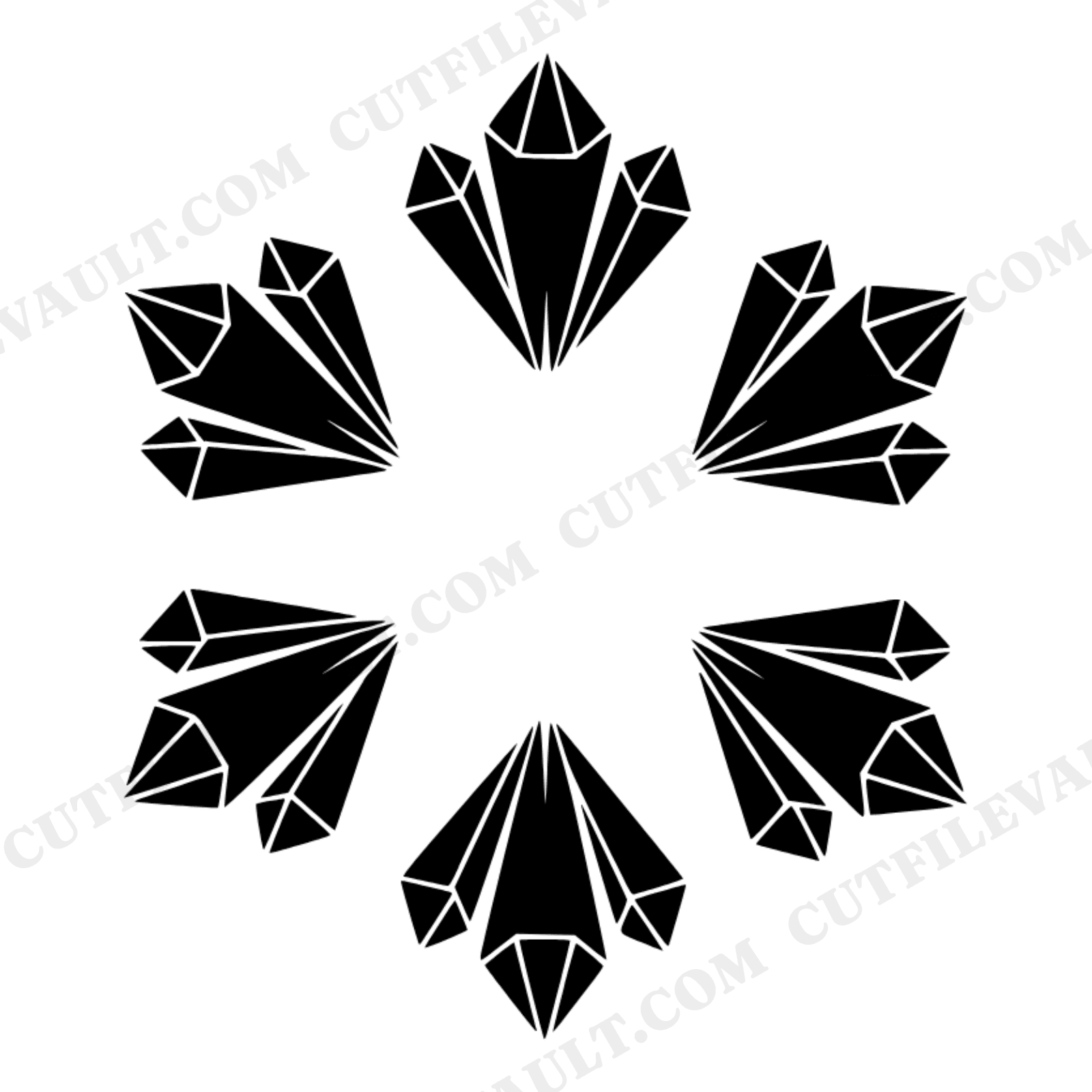 Hexagonal Crystal Wreath SVG PNG Art Deco Celestial Frame Geometric Sacred Geometry Cut File