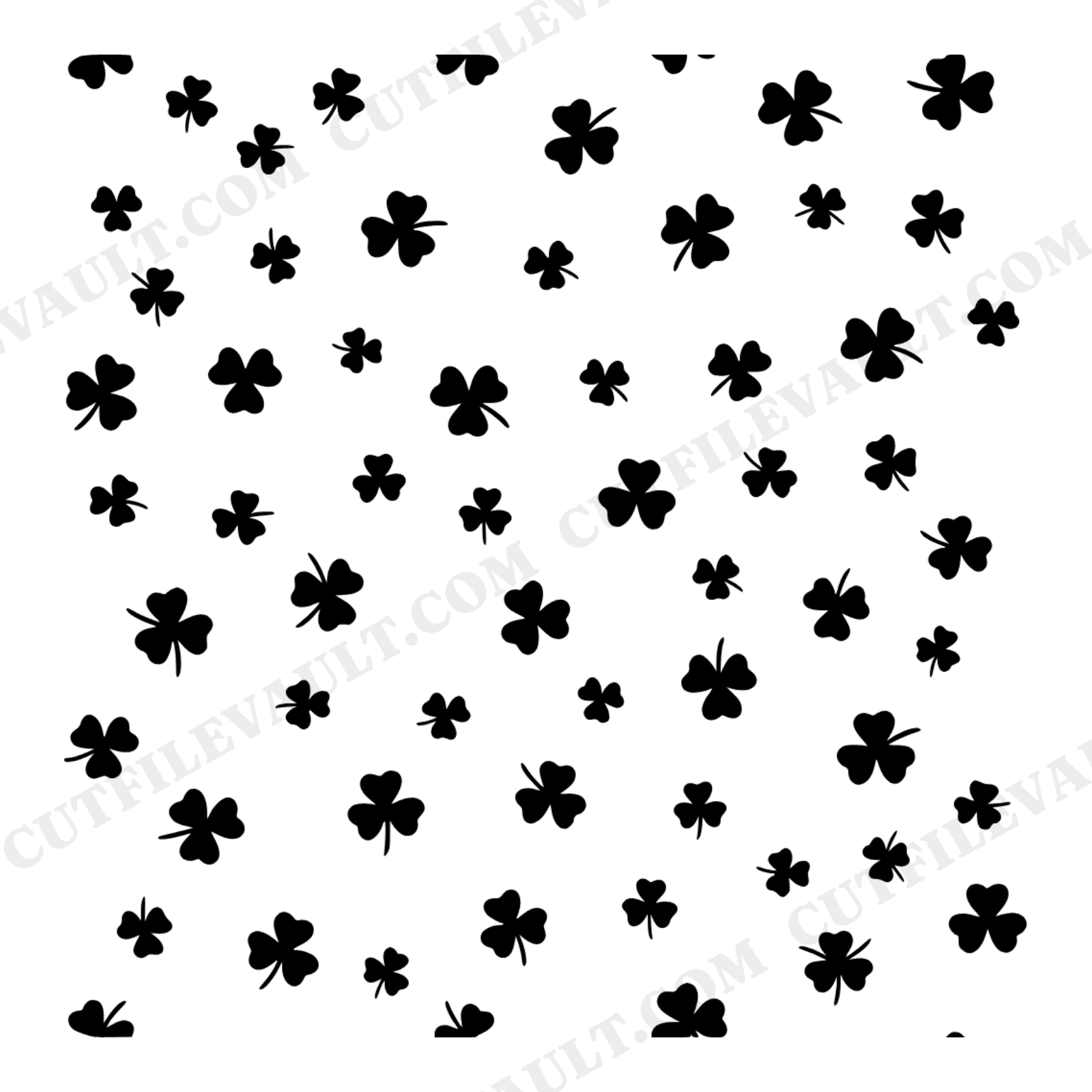 Overhead Clover Field SVG PNG, Botanical Scatter Pattern, St Patricks Day Farmhouse Wall Art Cut File, view 1