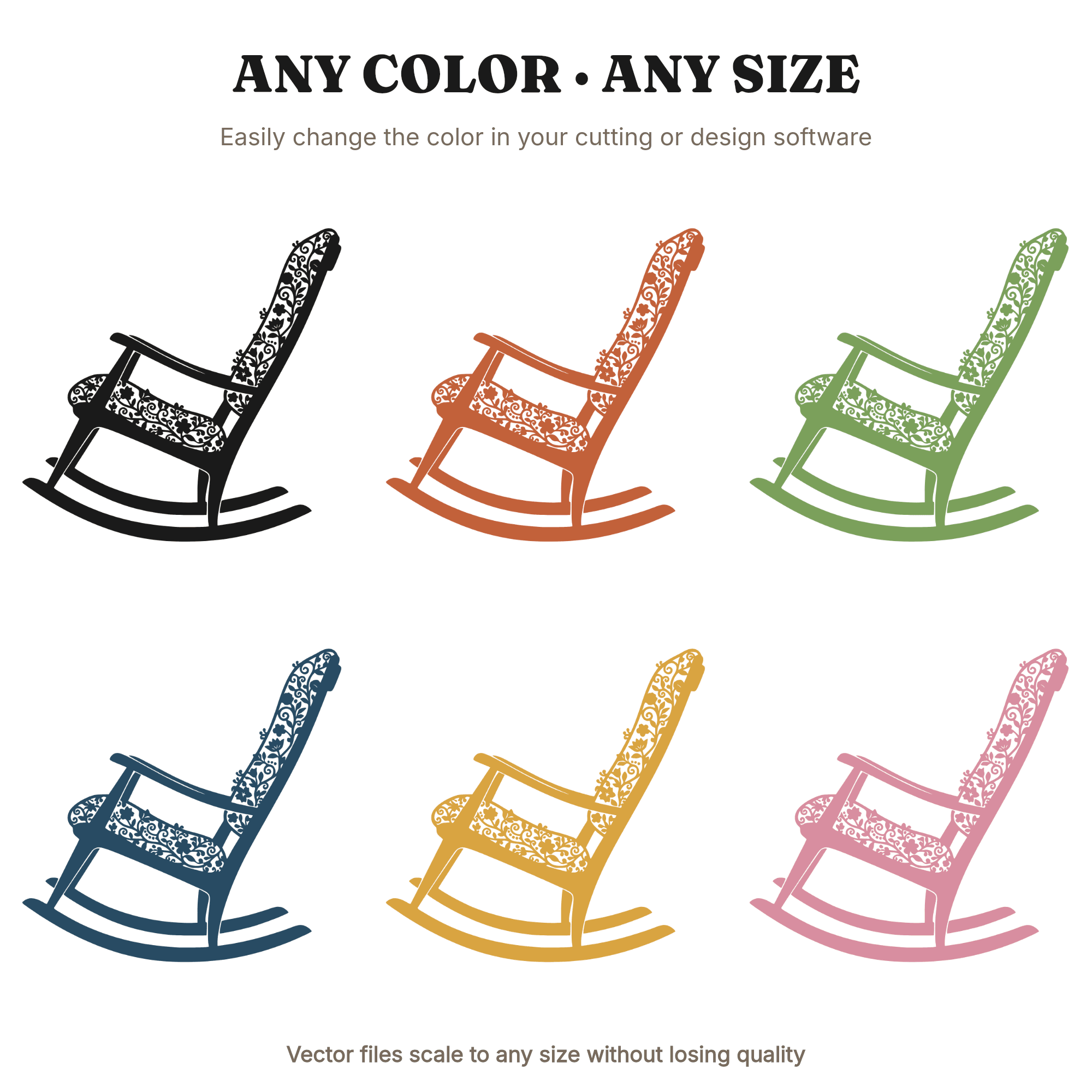 Grandma Rocking Chair SVG PNG, Cottagecore Floral Vine Cut File, Farmhouse Grandparents Day Wall Art, view 2