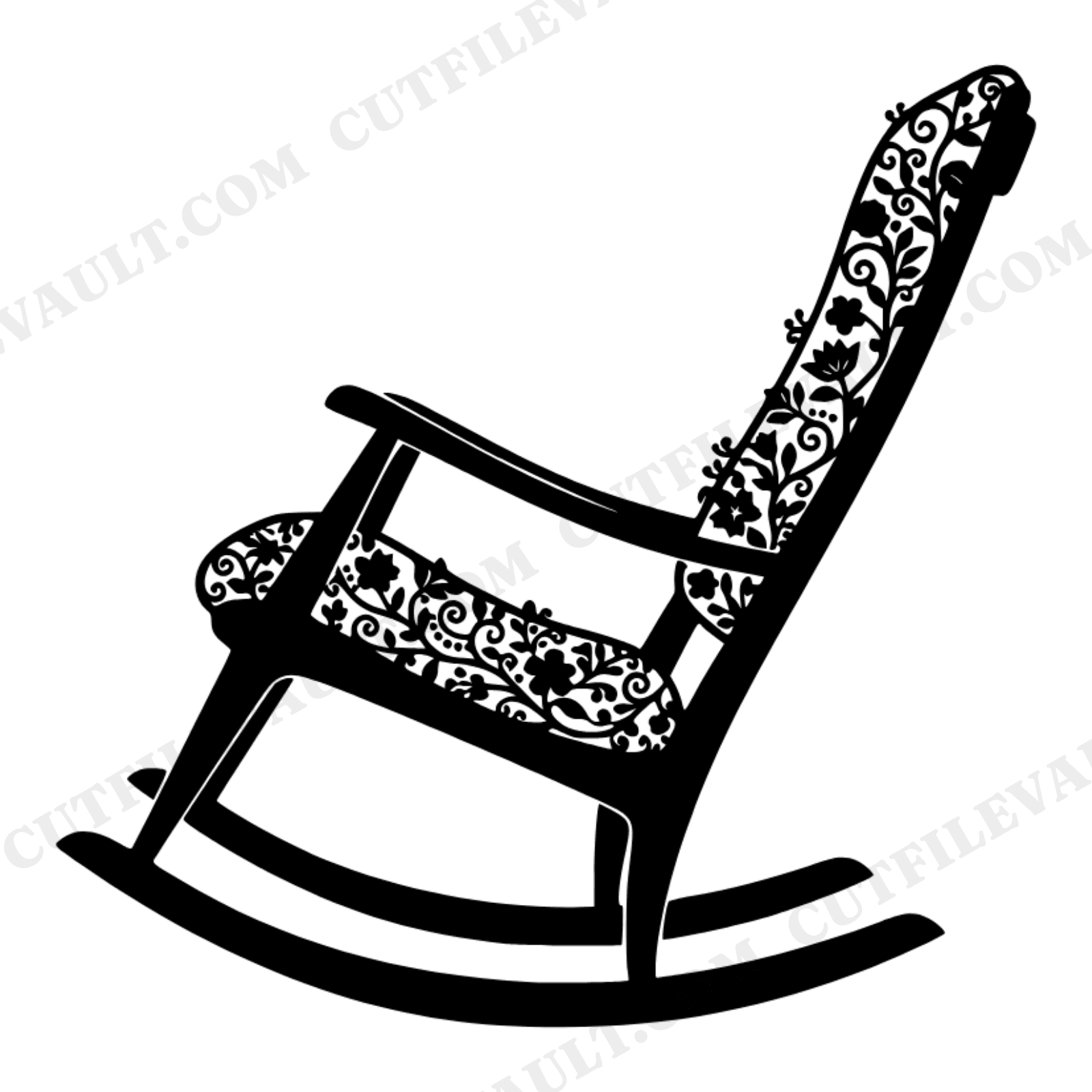 Grandma Rocking Chair SVG PNG, Cottagecore Floral Vine Cut File, Farmhouse Grandparents Day Wall Art, view 1