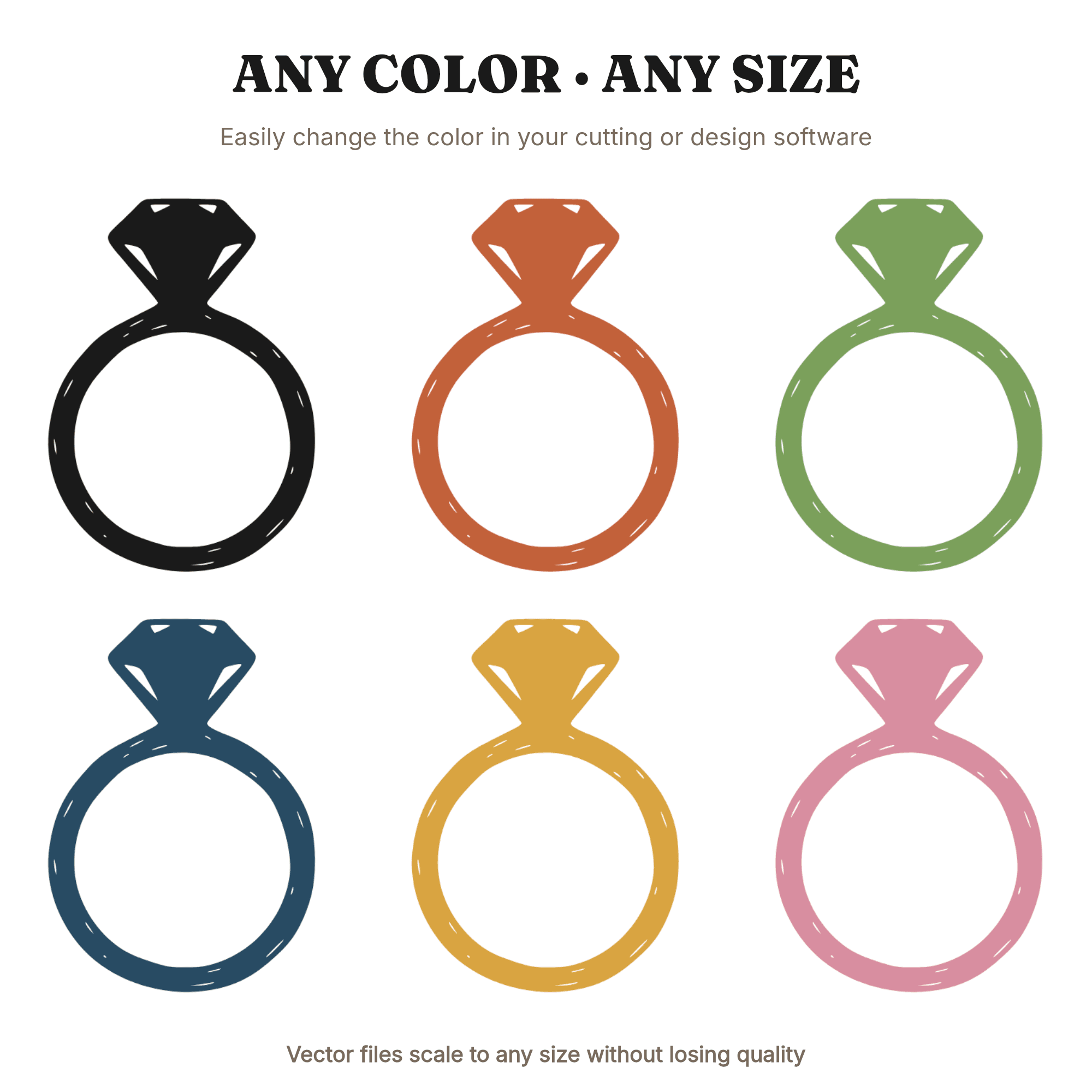 Boho Solitaire Ring Side Profile SVG PNG, Engagement Ring Silhouette Cut File for Wedding, view 2
