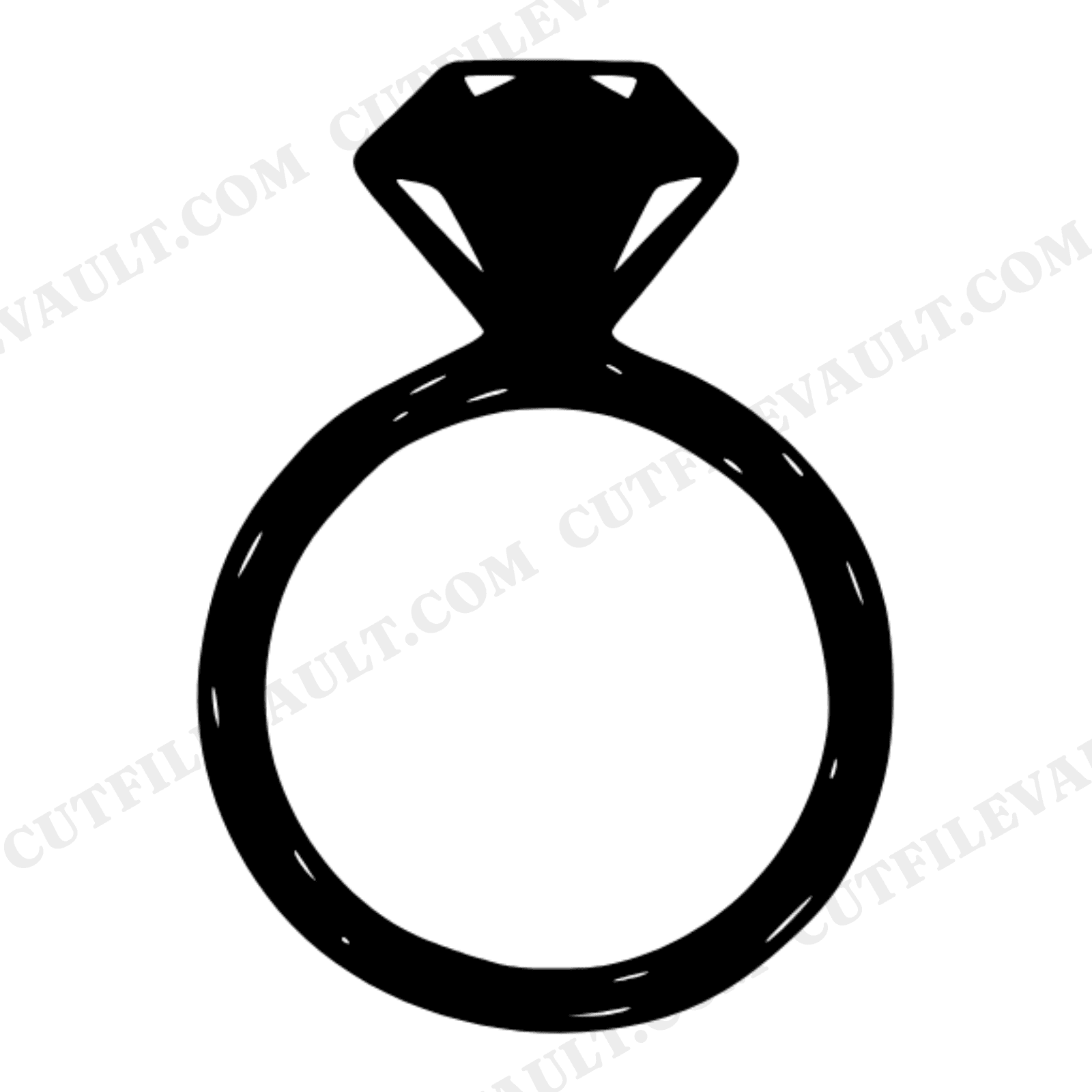 Boho Solitaire Ring Side Profile SVG PNG, Engagement Ring Silhouette Cut File for Wedding, view 1