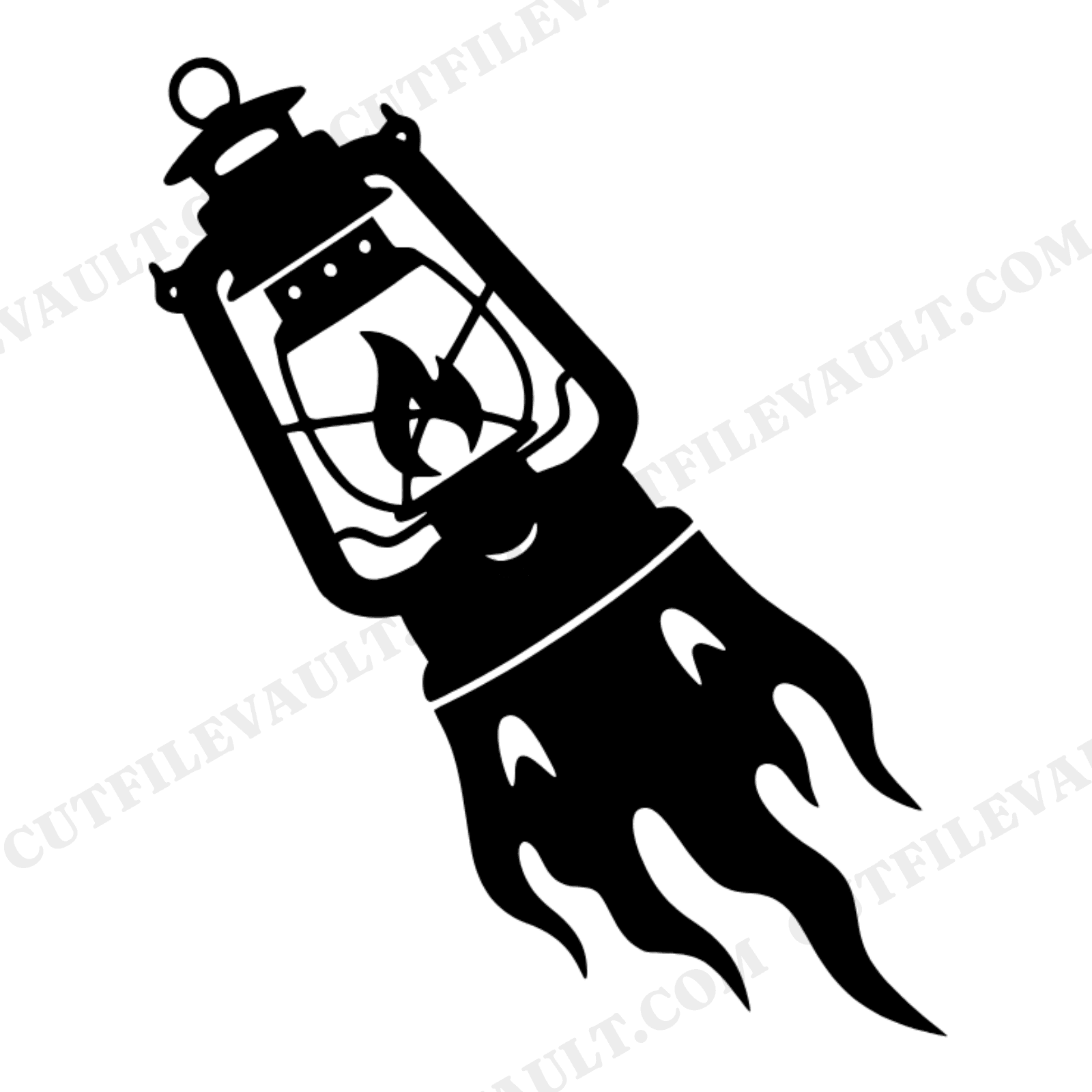 Tilted Camping Lantern SVG PNG, Halloween Lantern with Shadows, Vintage Outdoor Adventure Cut File, view 1
