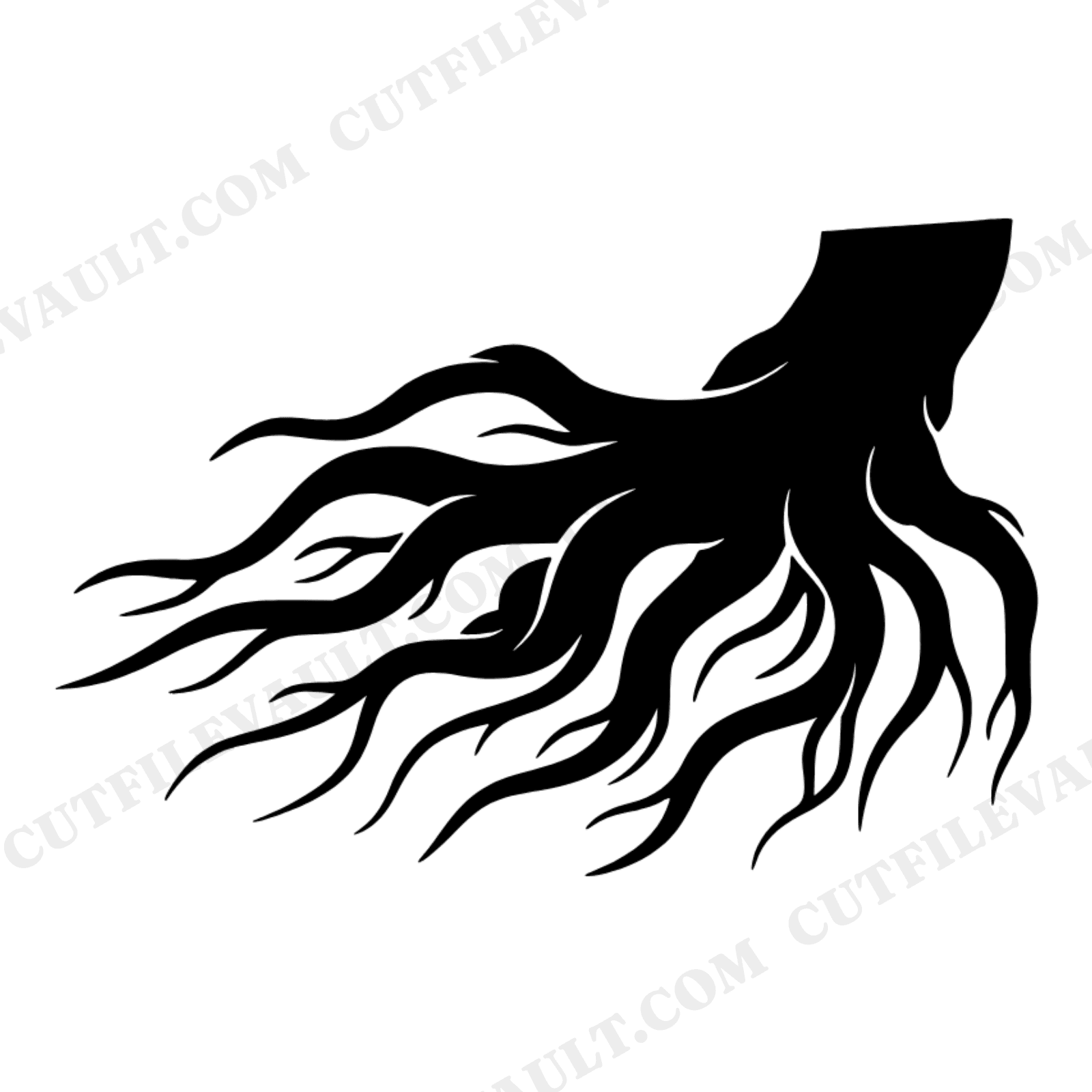Gnarled Root System SVG PNG, Retro 70s Halloween Tree Roots Cut File, Spooky Tendrils Design, view 1