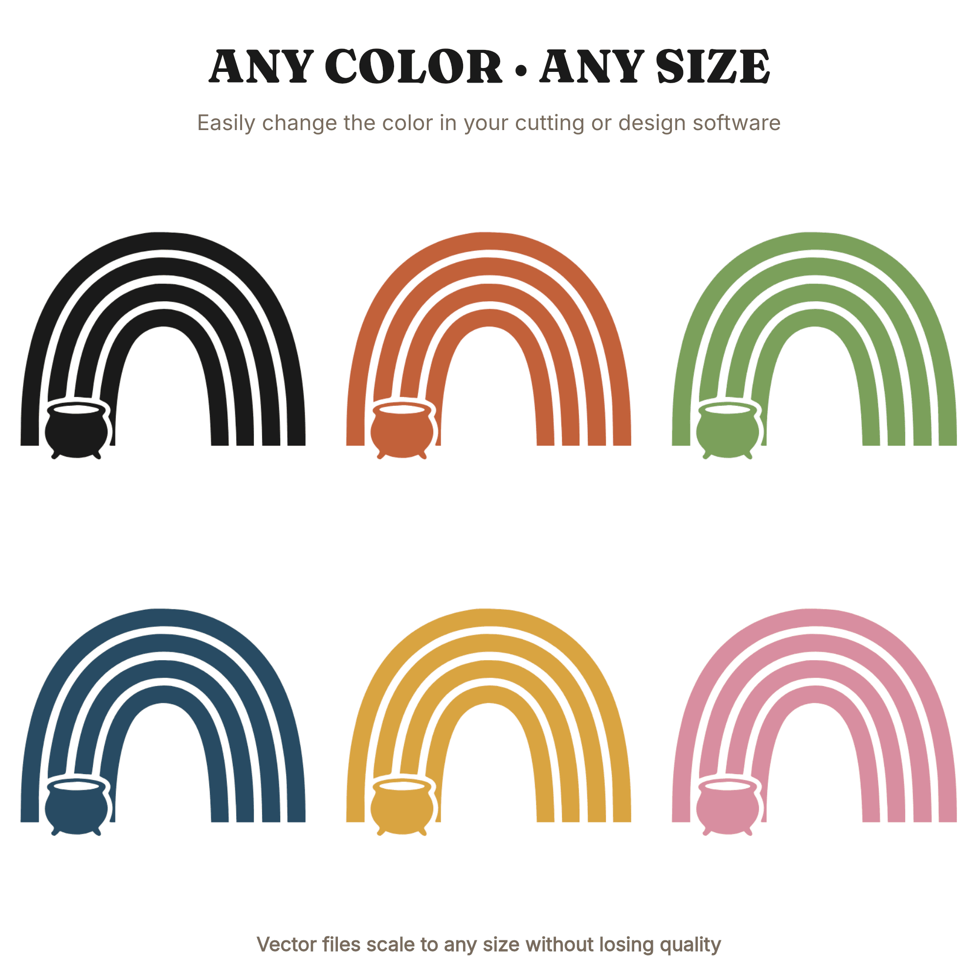 Groovy Rainbow Arch SVG PNG, Retro 70s Pot of Gold SVG, St Patrick's Day Nursery Wall Art, view 2