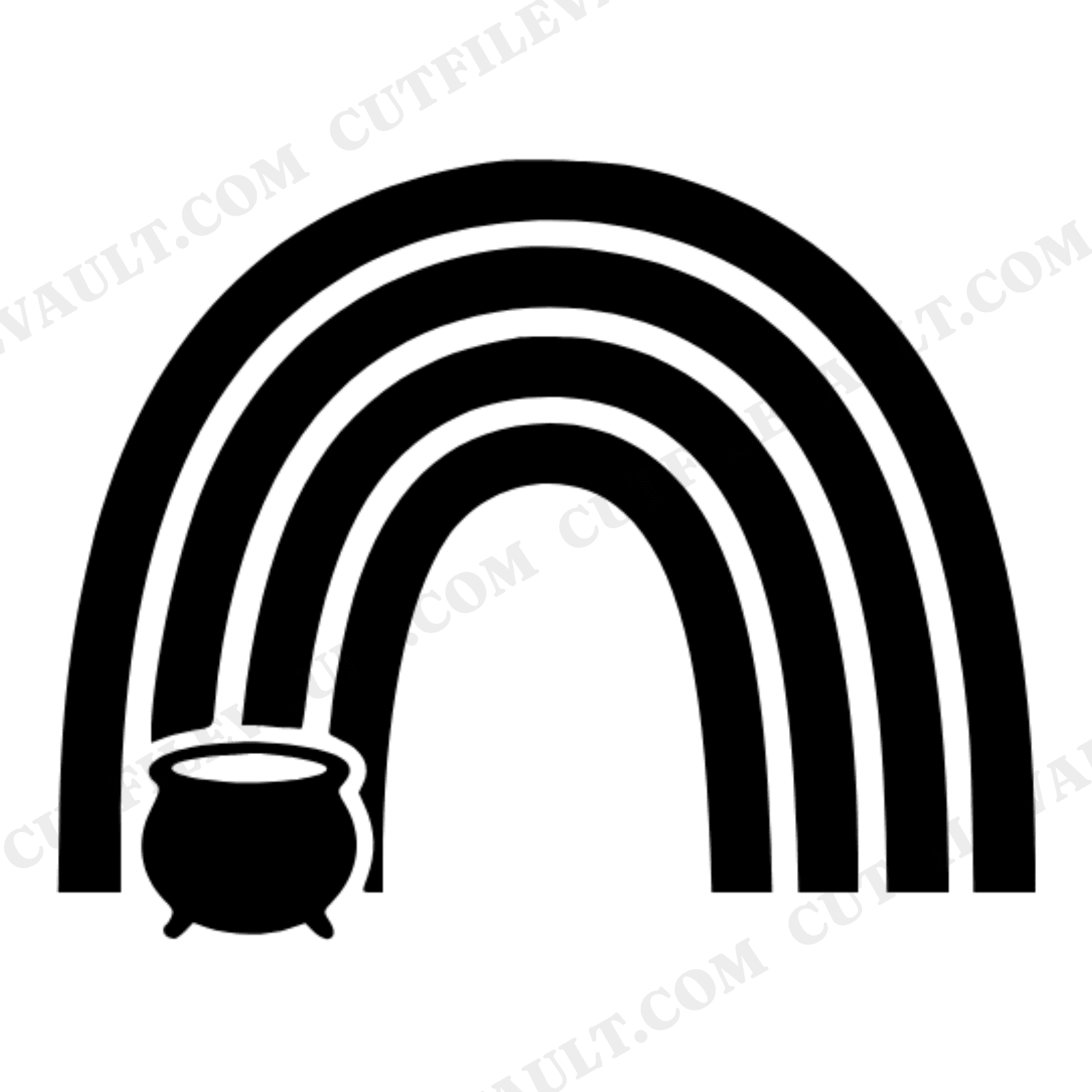 Groovy Rainbow Arch SVG PNG, Retro 70s Pot of Gold SVG, St Patrick's Day Nursery Wall Art, view 1