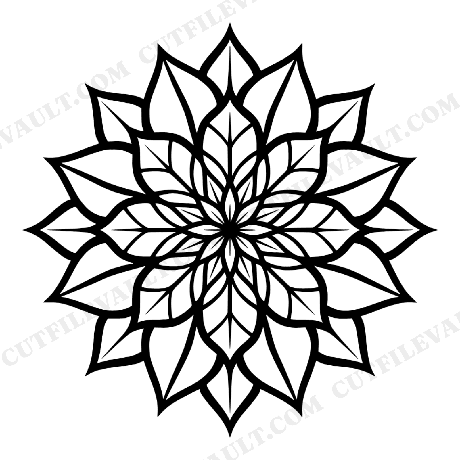 Poinsettia Mandala SVG PNG, Overhead Christmas Flower Silhouette, Boho Holiday Decor Cut File, view 1
