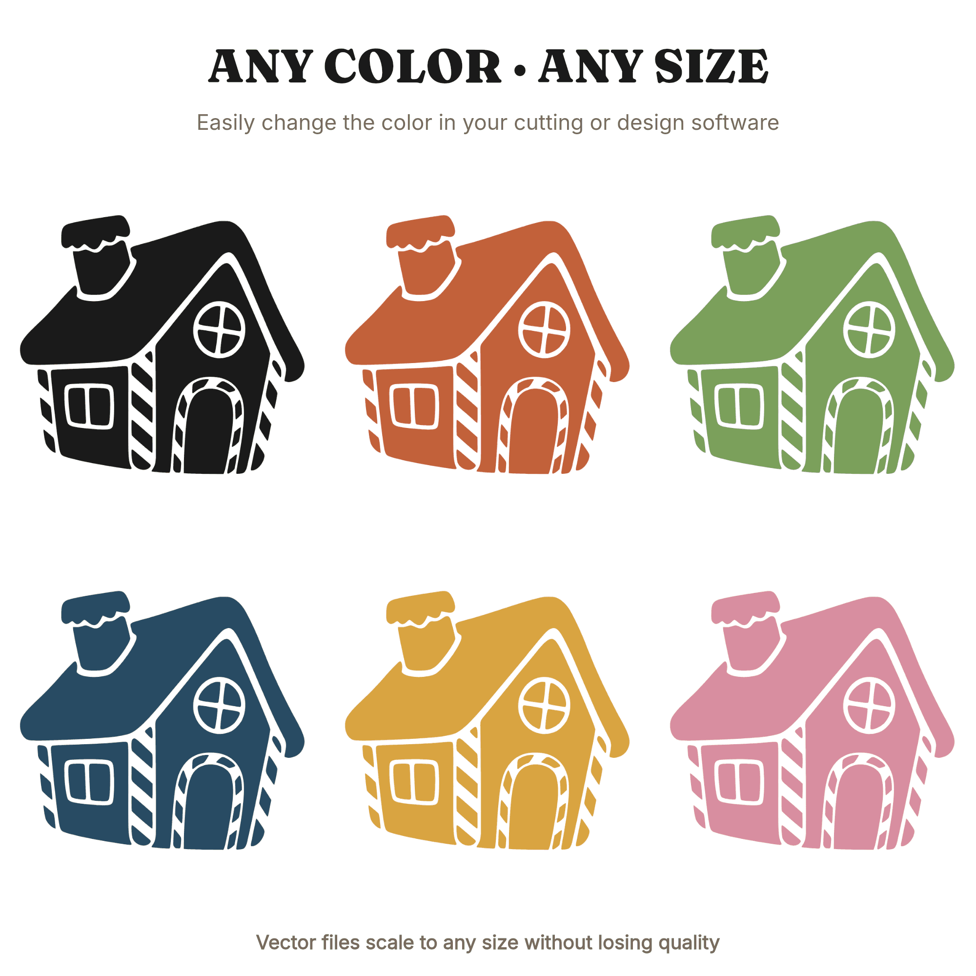 Kawaii Gingerbread House SVG PNG Silhouette, Boho Christmas Nursery Cut File for Cricut, view 2